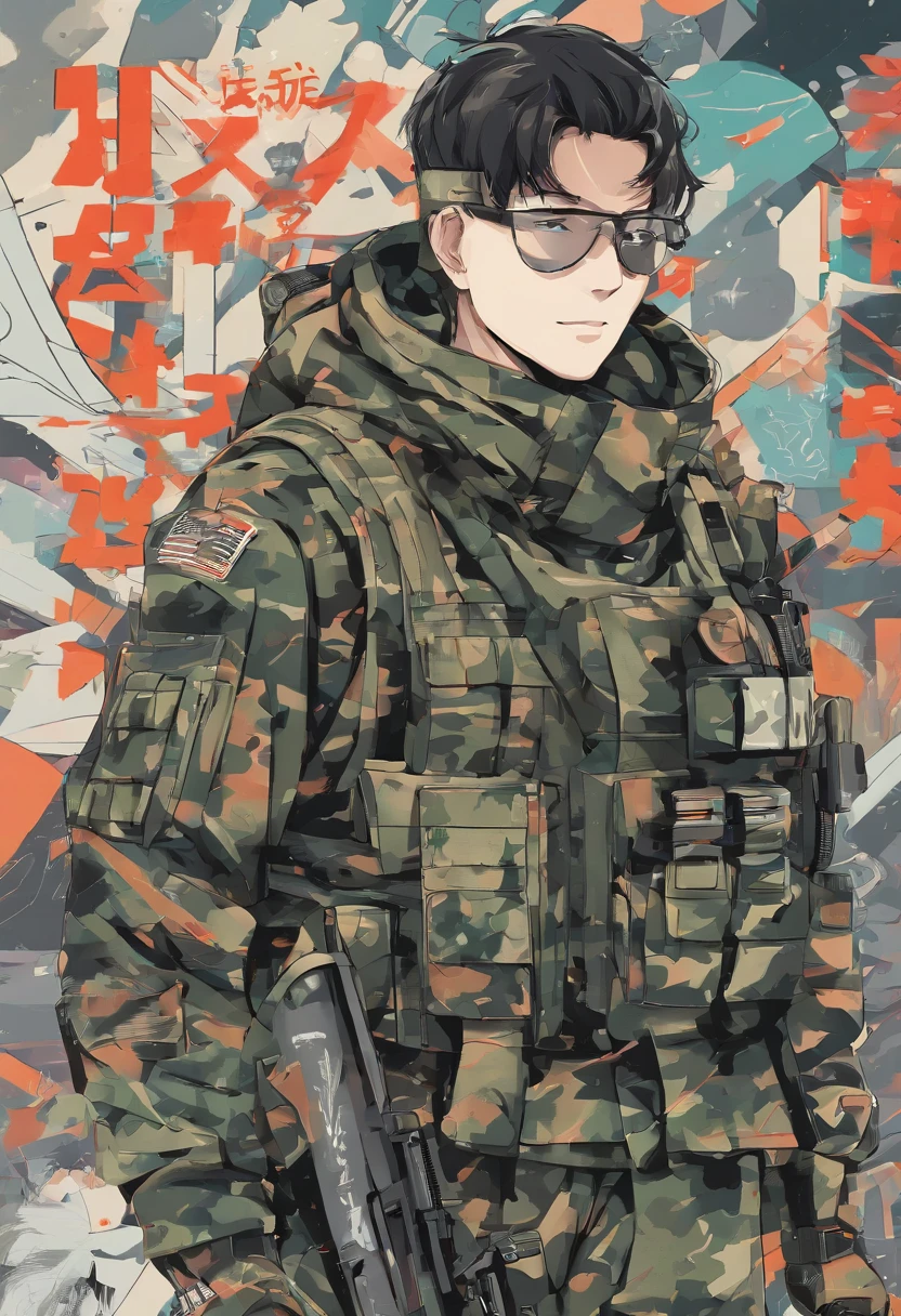homem com roupa tatica roupa militar camuflagem escura preta e cinza com fuzil de assalto modelo m4a1 na bandoleira