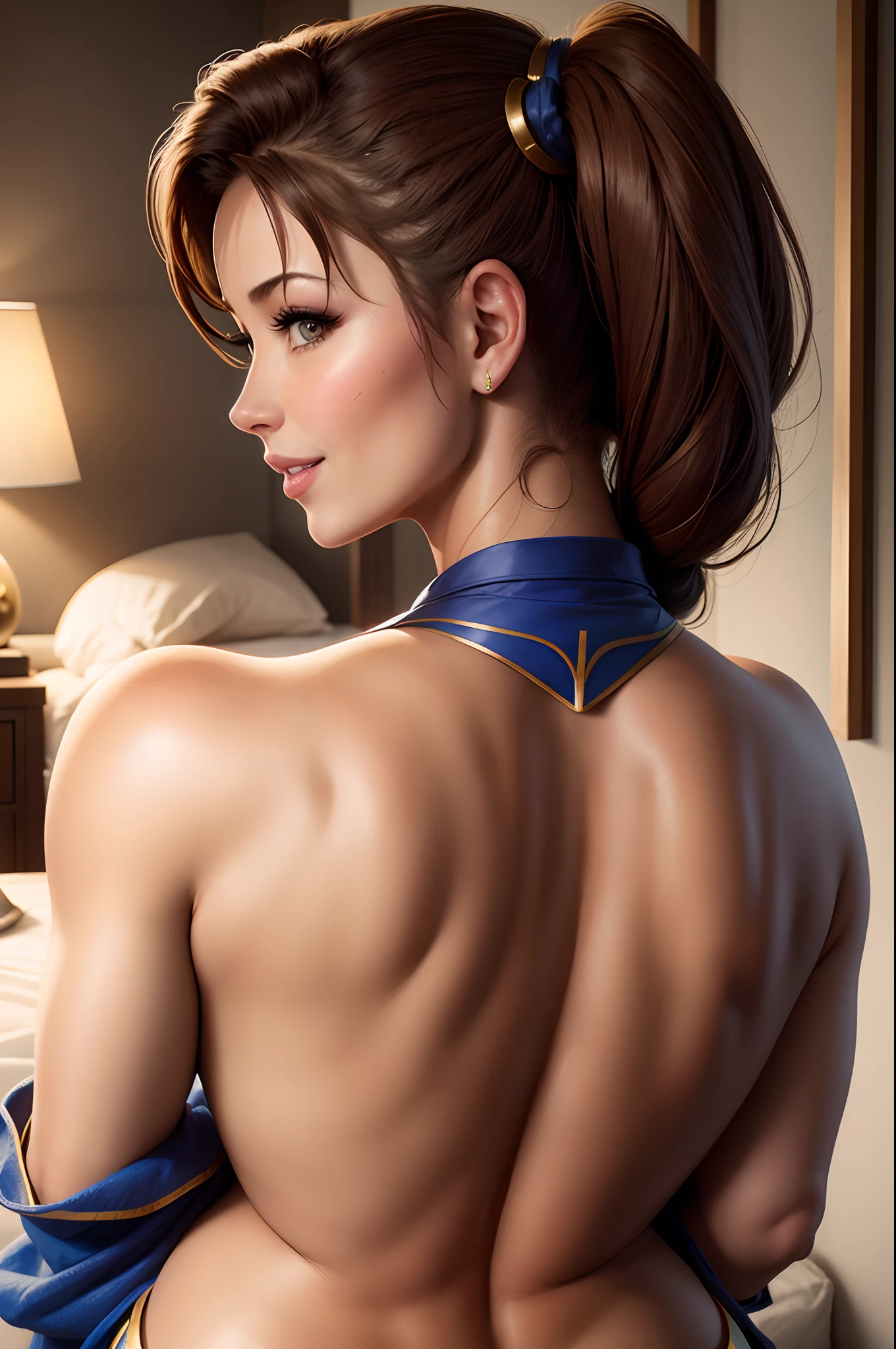 lucy pinder, portrait, back, smiling, sexy, chun-li