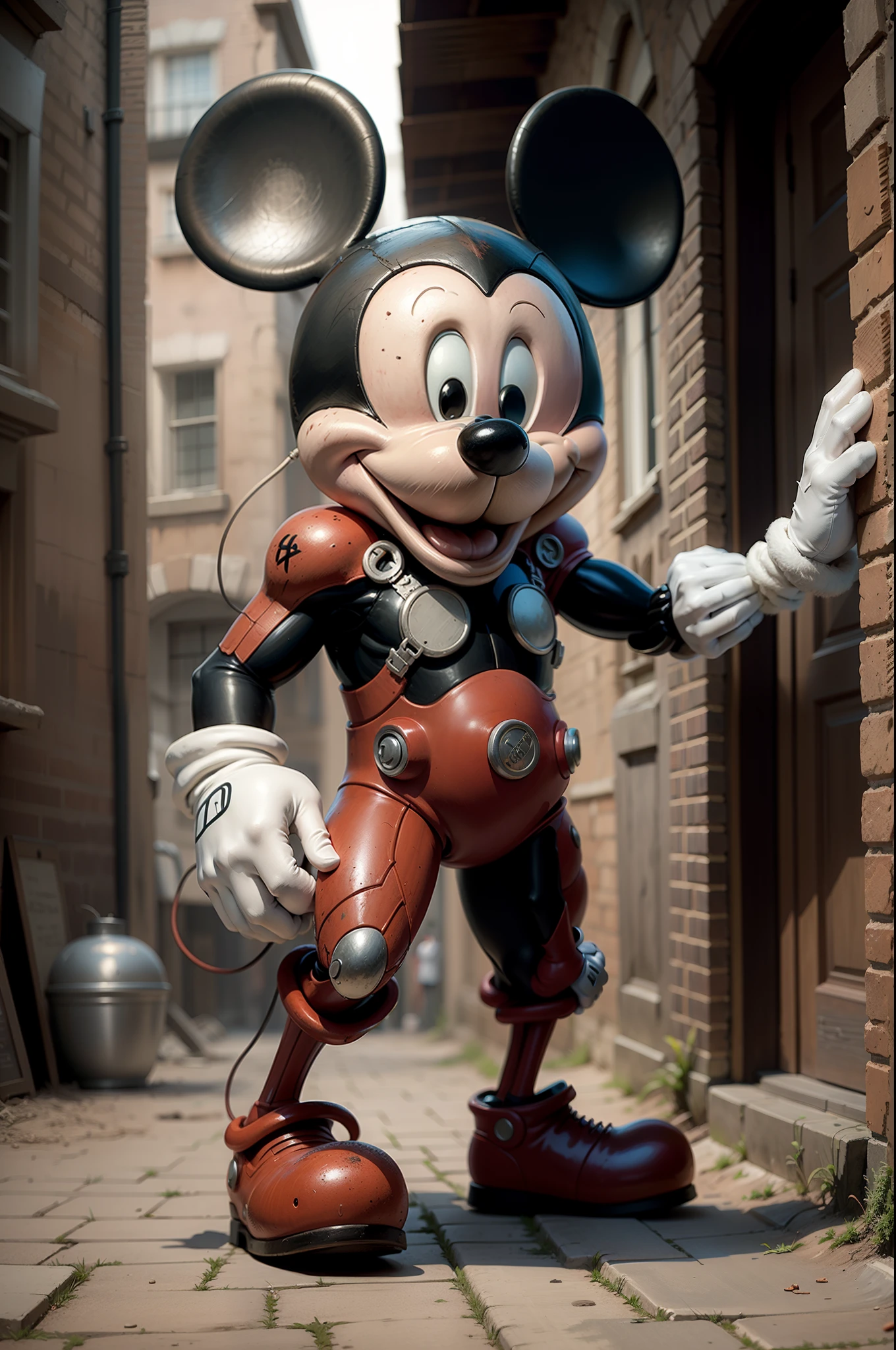 Mickey con una suite ironman, luz azul