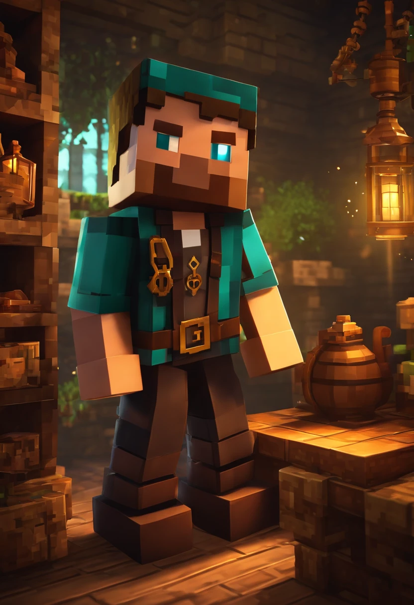 personagem minecraft, Steampunk, fundo limpo