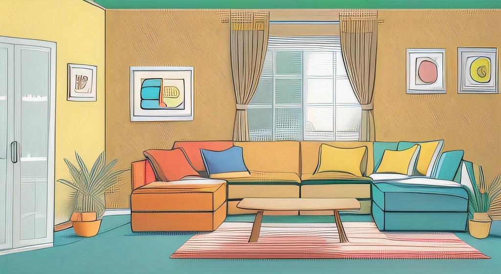 Living room flat illustration 2D cartoon