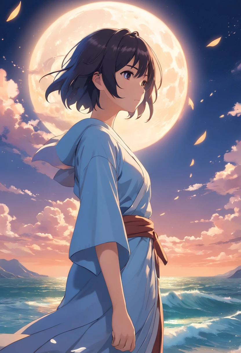 girl,langes schwarzes Haar,Moon-white exquisite robe,Ultra-Foto-Realisim,fotorealistisch,Goldenes Muster,Getratsche,Yin Yang Fische,Heteropupille,Masken,Schmollen