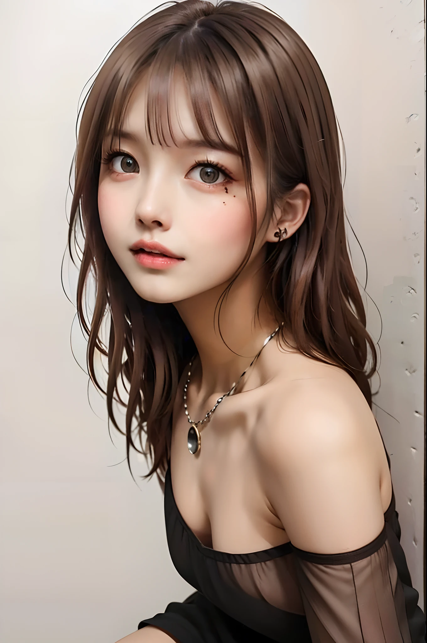 masterpiece, 1 beautiful girl, A detailed eye, Swollen eyes, top-quality, 超A high resolution, (reality: 1.4), 电影灯光, japanes, Trendy Korean Cosmetics、a asian beauty, very extremely beautiful, Beautiful skins, A slender, Forward-facing body, (A hyper-realistic), (hight resolution), (8K), (ighly detailed), ( Best Illustration), (beautifully detailed eyes), (ultra-detailliert), (wall-paper), 详细的脸, Bright lighting, Professional Lighting, looking at the viewers, Facing straight ahead、short-hair、Neat and clean clothing、background slightly blurred、hair color is black、Amazing smile、eye color is brown、