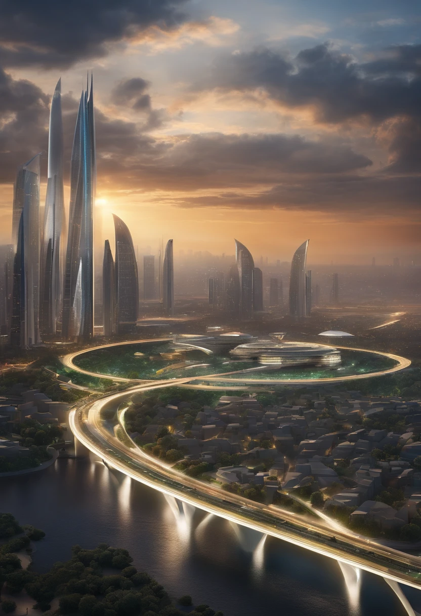 A city from the year 2100 where flying cars dominate the skies and buildings are interconnected by a complex network of high-speed tunnels. The city is powered by renewable energy sources and has advanced waste management systems that maintain a clean and sustainable environment. Describe the layout and infrastructure of this futuristic city and how its unique features contribute to a convenient and efficient lifestyle for its inhabitants.