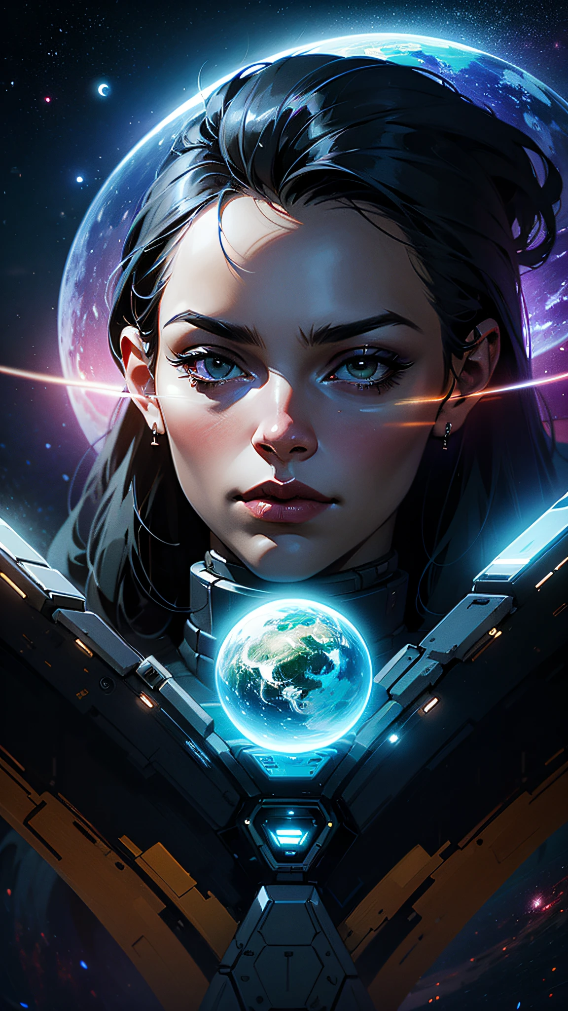 nijistyle,rfktr_technotrex,woman exploring planets, alien worlds, exotic locations, deep space,unkown terrors, galactic, nebulas,stars,fcPortrait