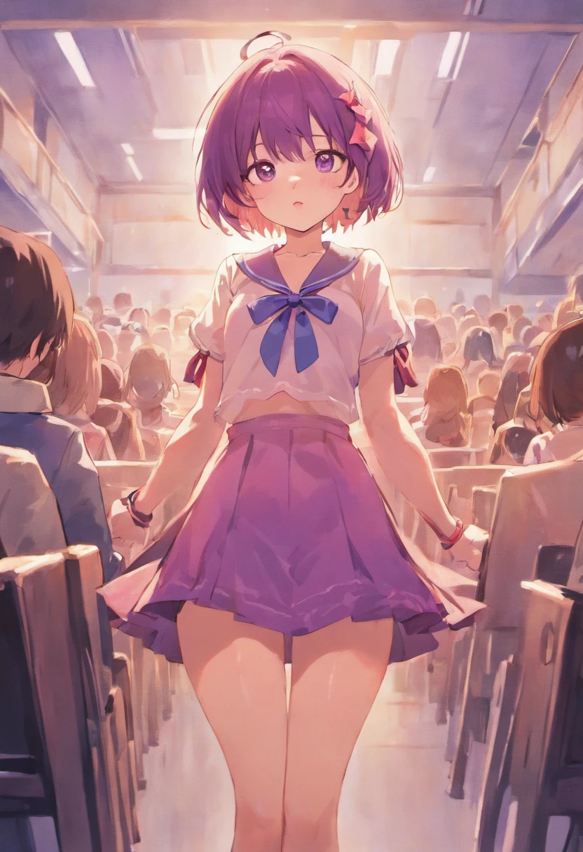 Kei karuizawa(the classroom of the elite) , short hair,ribbon,violet gradient eyes,medium breast,spread out legs,two hands,2 legs,lewd,throng,8k,best quality.