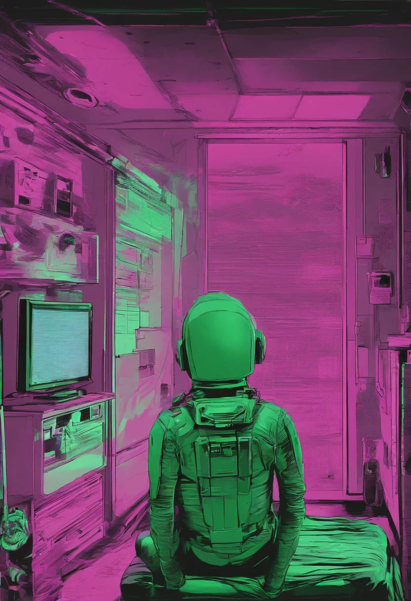 gritty surveillance-style footage in green-tinted night vision, capturing a realistic gray alien abducting a sleeping child from a bedroom; mimic the look of a low-quality security or baby-monitor camera with a digital timestamp