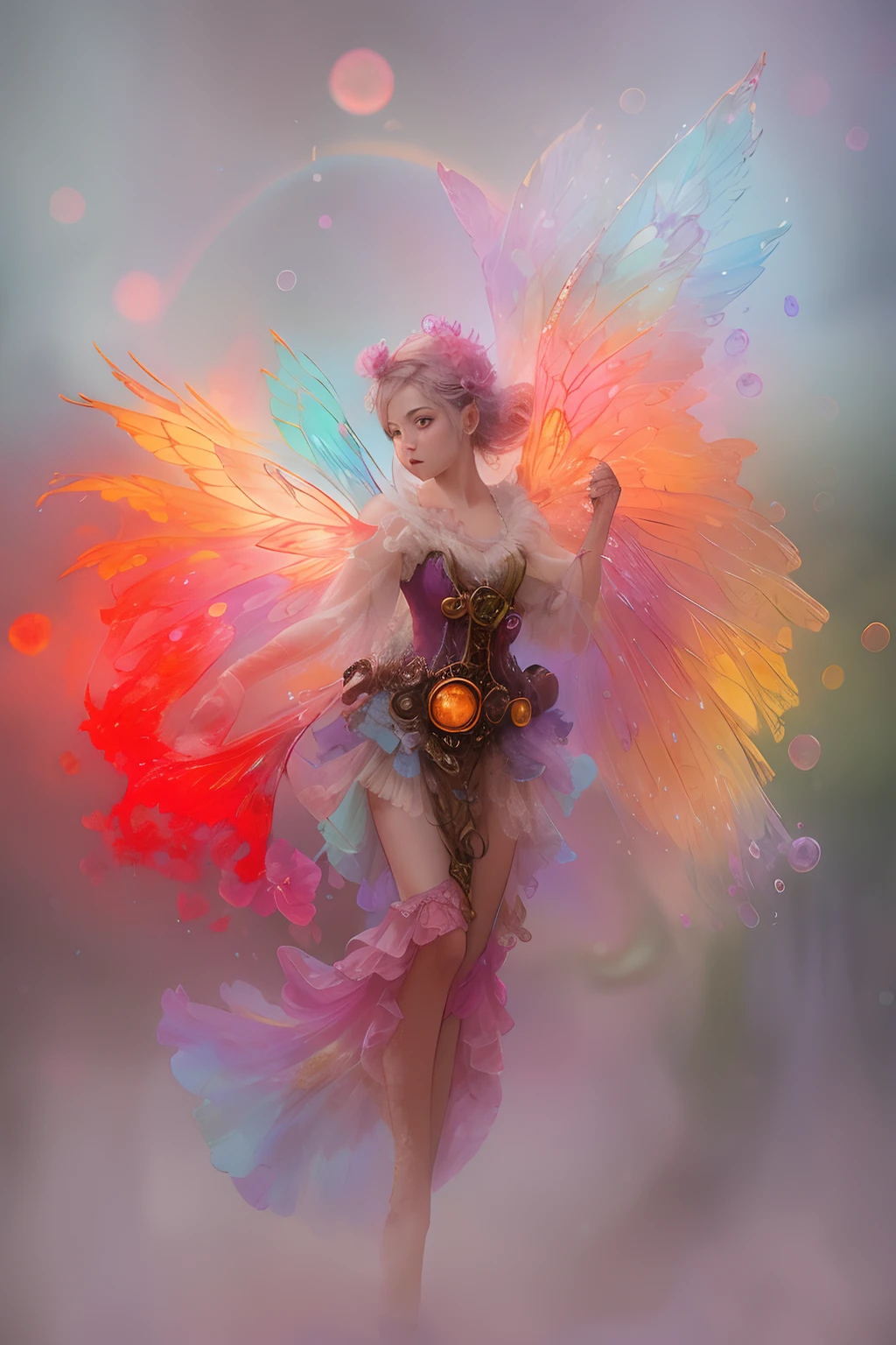 Hay una mujer vestida con un disfraz de hada sosteniendo una linterna, colorfull digital fantasy art, Fantastic pictorial style, Magnificent Fairy, hermosa hada, beautiful fantasy art, digital art fantasy, fantasy digital art, digital art fantasy art, Hada astral, Retrato de hada, fantasy art behance, very beautiful fantasy art, Ethereal fantasy, Hermosa hada