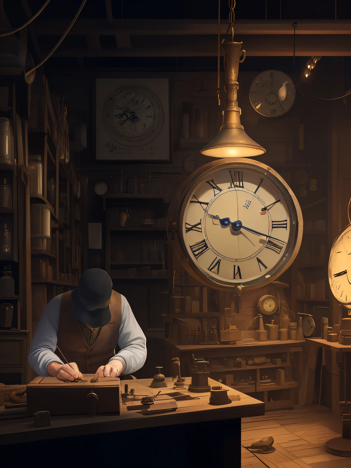 There are nostalgic and antique watches, The hands of the clock point to an hour, It is a fantastic and majestic watch