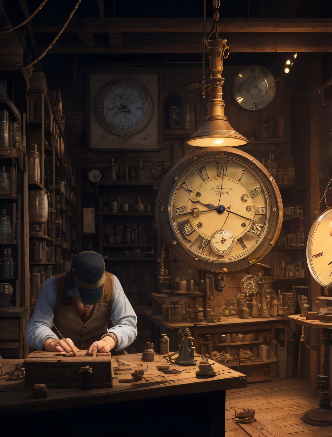 There are nostalgic and antique watches, The hands of the clock point to an hour, It is a fantastic and majestic watch