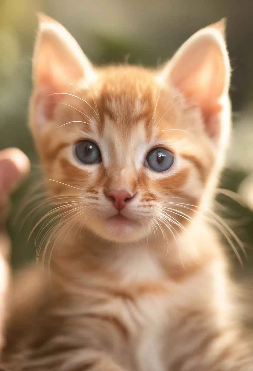 chiquita,baby cats,Fresh and charming,a warm color palette,Hot scene,smiling girl,Puppy friendly,natural soft light,in pastel shades