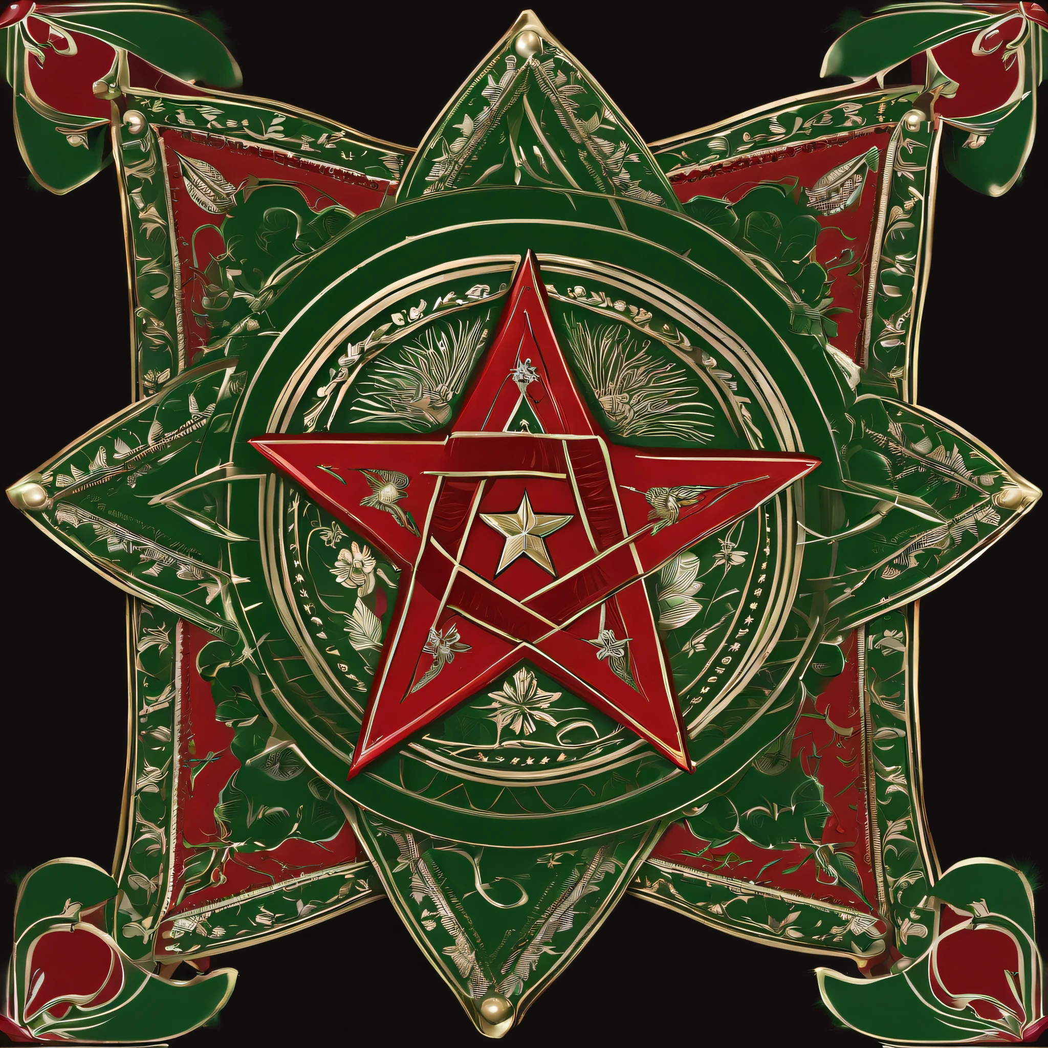 red and green pentagram flag