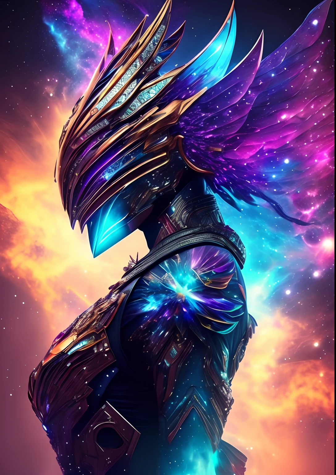 dreamlikeart, galaxy, outer space, nebula, star, [cyberpunked] Garuda from the Stars (star:1.5),