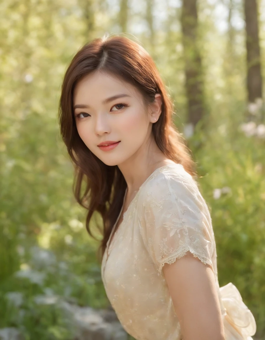 Running girl, mirth:1.8,cheerfulness, Full of vitality,The upper part of the body,springtime,dingdall effect,rays of sunshine,. by Krenz Cushart, hyper realistic anime,Background bokeh,speed-line, (RAW photo:1.2),((Photorealistic:1.4))Best quality ,masutepiece, illustration, Extremely Delicately Beautiful, Extremely detailed ,Unity ,8K wallpaper,