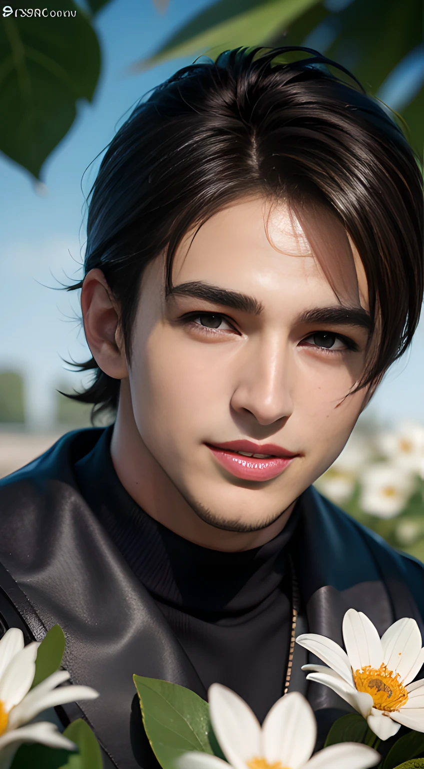(((man only))), ((head shot)), ((Pietro Boselli)), ((short hair)), ((many flowers blooming in the background)), (handsome muscle gay man in his 20s), (Big smile), (detaile: 1 in 1), Natural muscles, HIG quality, beautidful eyes, (Detailed face and eyes), (Face、: 1 / 2), Noise, Real Photographics、... ....................................................................................................................PSD, Sharp Focus, High resolution 8K, realisitic & Professional Photography, 8K UHD, Soft lighting, High quality, Film grain, FujifilmXT3