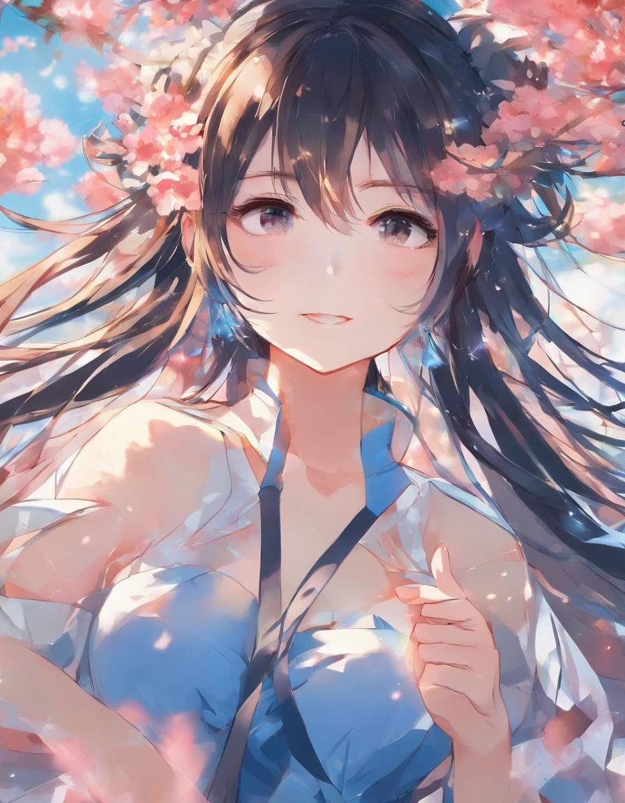 Running girl, mirth:1.8,cheerfulness, Full of vitality,The upper part of the body,springtime,Dingdall effect,rays of sunshine,. by Krenz Cushart, hyper realistic anime,Background bokeh,speed-line, (RAW photo:1.2),((Photorealistic:1.4))Best quality ,masutepiece, illustration, Extremely Delicately Beautiful, Extremely detailed ,Unity ,8K wallpaper,