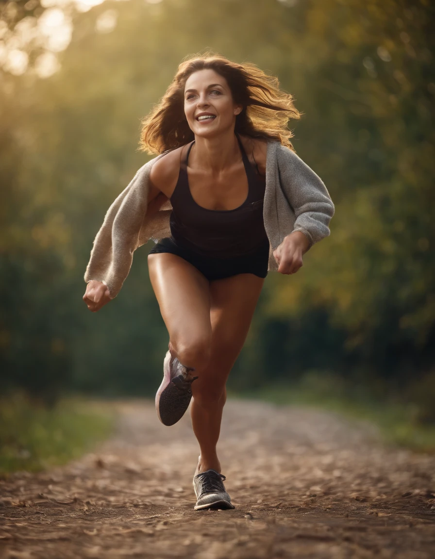 Running girl, mirth:1.8,cheerfulness, Full of vitality，The upper part of the body，springtime，Dingdall effect，rays of sunshine，the woods，dynamic action，Background bokeh，speed-line, (RAW photo:1.2),((Photorealistic:1.4))Best quality , Extremely Delicately Beautiful, Extremely detailed ,Unity ,8K wallpaper,