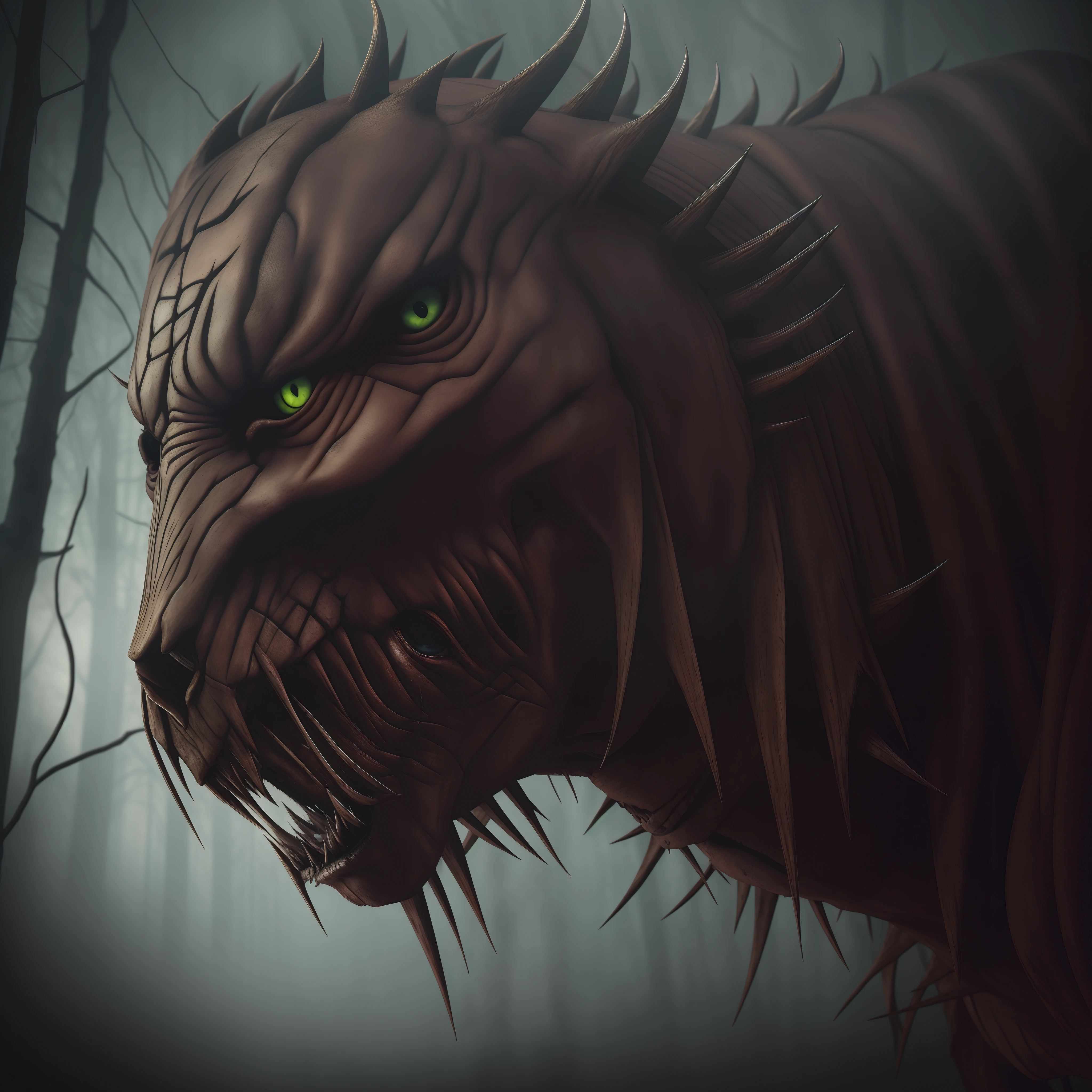 (best quality,4k,8k,highres,masterpiece:1.2),ultra-detailed,(realistic,photorealistic,photo-realistic:1.37),Horror,predator,crouched for attack,bright light, glowing red eyes,tiger eyes,cat eyes,daylight,fangs,sharp claws,menacing,gritty texture,dark shadows,intense atmosphere,(iron skin),ominous presence,dangerous,thrilling,creepy,dreadful,unsettling,terrifying,horrendous,tense moment,spine-chilling,horror movie scene,suspenseful,heart-pounding,nightmare-inducing,petrifying,haunting,bloodcurdling,goosebumps-inducing,horror tradition,nightmarish creatures,monster,feeling of unease,terrible anticipation,edge-of-your-seat