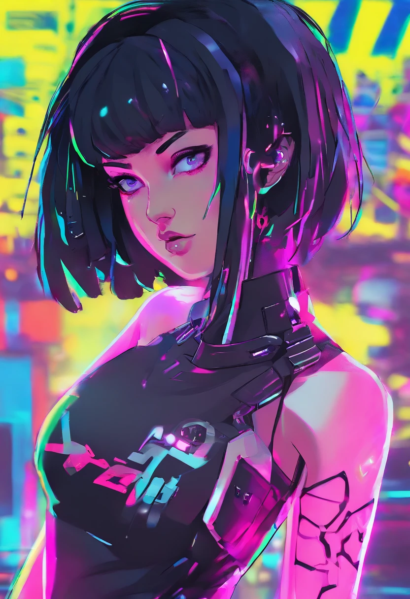 girl, cute, moe, short black hair, black eyes, hi-dev eyes, high resolution, Cropped waist, navel, pierced