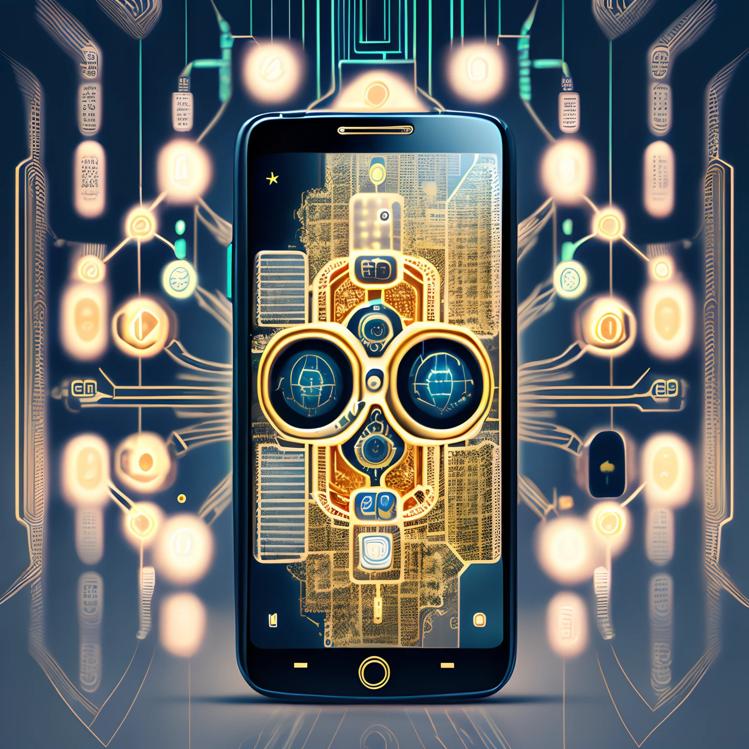 Smartphone, network, matrix, AI,