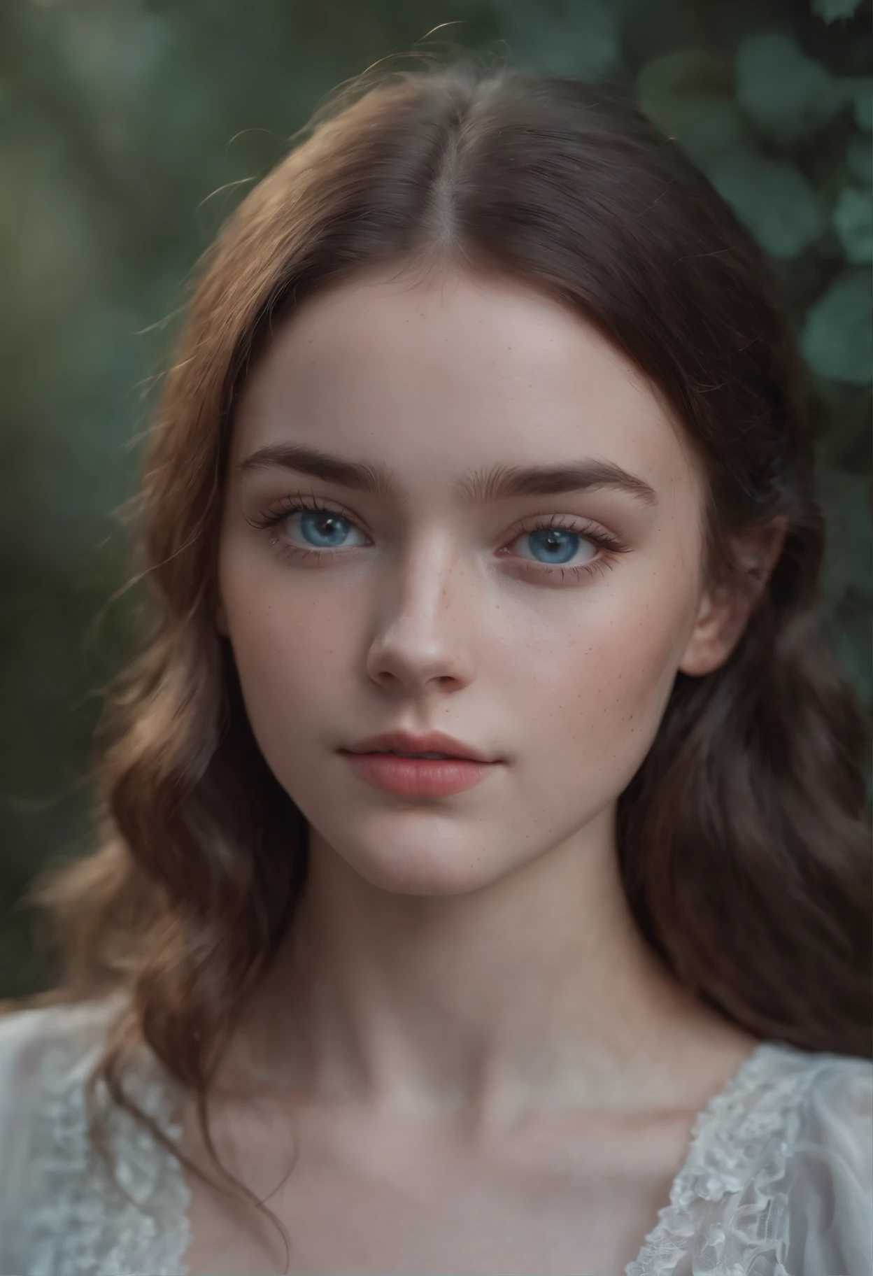 a girl with Russian features, white skin with freckles on her face, black and wavy hair. with deep blue eyes.,8k.full body (Super realista) (cinematografico) (8k)