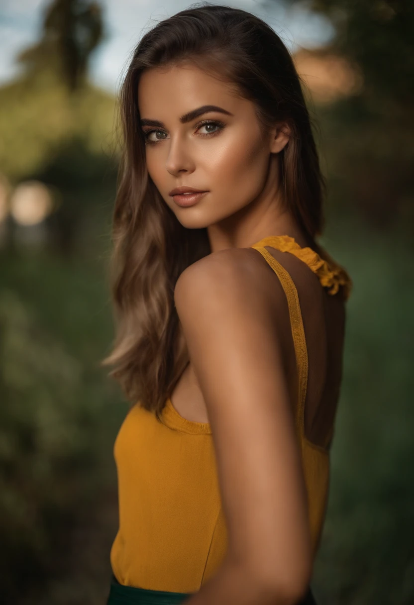 Arafed mujer con camiseta blanca sin mangas y collar, Chica sexy con ojos verdes, Retrato Sophie Mudd, brown hair and large eyes, Selfie de una mujer joven, Ojos en el dormitorio, Violeta Myers, ohne Maquillaje, Maquillaje natural, staring directly into camera, Cara con Artgram, dezentes Maquillaje, Impresionante foto de cuerpo completo, penetrantes ojos verdes, Nice angle, Pose atractiva, Cute little girl, pose sexy, Imagen de cuerpo completo, cuerpo entero, full body shoot, Diosa morena, Alto nivel de detalle, Pose satisfecha, Lederhosen
