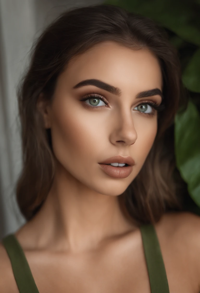 Arafed mujer con camiseta blanca sin mangas y collar, Chica sexy con ojos verdes, Retrato Sophie Mudd, brown hair and large eyes, Selfie de una mujer joven, Ojos en el dormitorio, Violeta Myers, ohne Maquillaje, Maquillaje natural, staring directly into camera, Cara con Artgram, dezentes Maquillaje, Impresionante foto de cuerpo completo, penetrantes ojos verdes, Nice angle, Pose atractiva, Cute little girl, pose sexy, Imagen de cuerpo completo, cuerpo entero, full body shoot, Diosa morena, Alto nivel de detalle, Pose satisfecha, Lederhosen