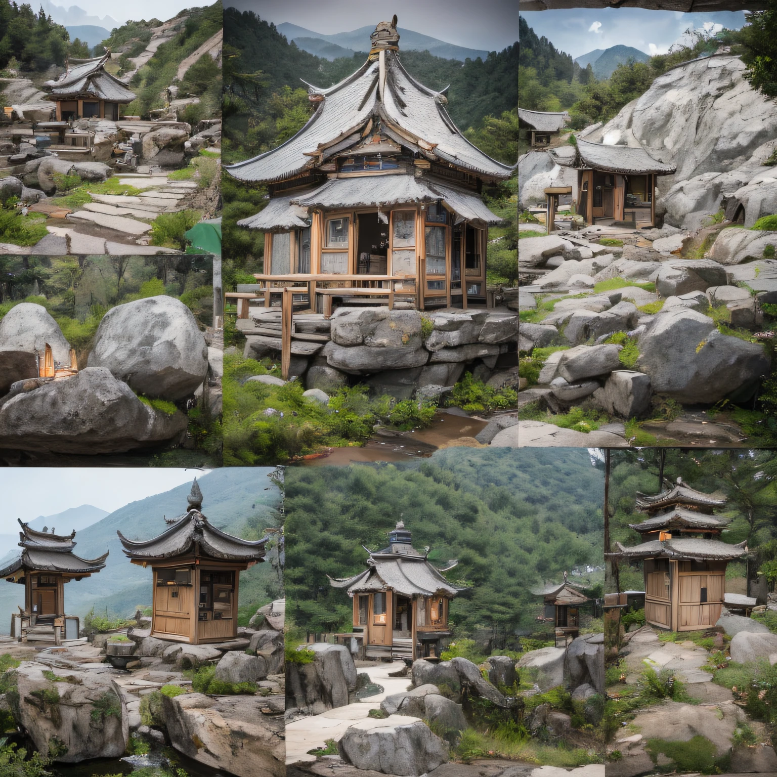 snowy peak(mont)Treasure House(kiosk)Near Lantian(village)，
Deadwood(hut)Three blankets(hali)One hole in the sky(boulders)。
Half Ridge(kiosk)Huacheng(kiosk)Wordless stone(stele)，
Wan Song(close)Snow Peak(pathway)There is dragon sleep(fang)。
Manjusri(tw)Ancient mirrors(tw)Jinao Bridge(bru),
Lohan(boulders)Tiyun(ridge)Elephant bone peak(kulmin)。
Incense stone(grind)free captive animals(chii)Pool dipping moon(chii)，
Wangzhou(kiosk)Zhuo Xi(izumi)Ying Chao Spring(izumi)。