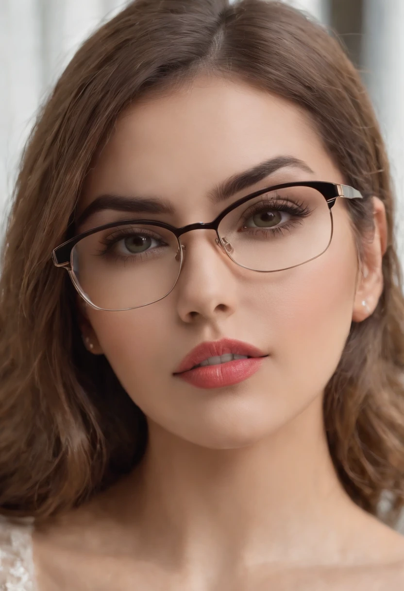 Hermosa maestra, Ultra HD 8K, realista, tetas grandes, peludo, gafas, Cabello largo, tacones altos sexy, sexy