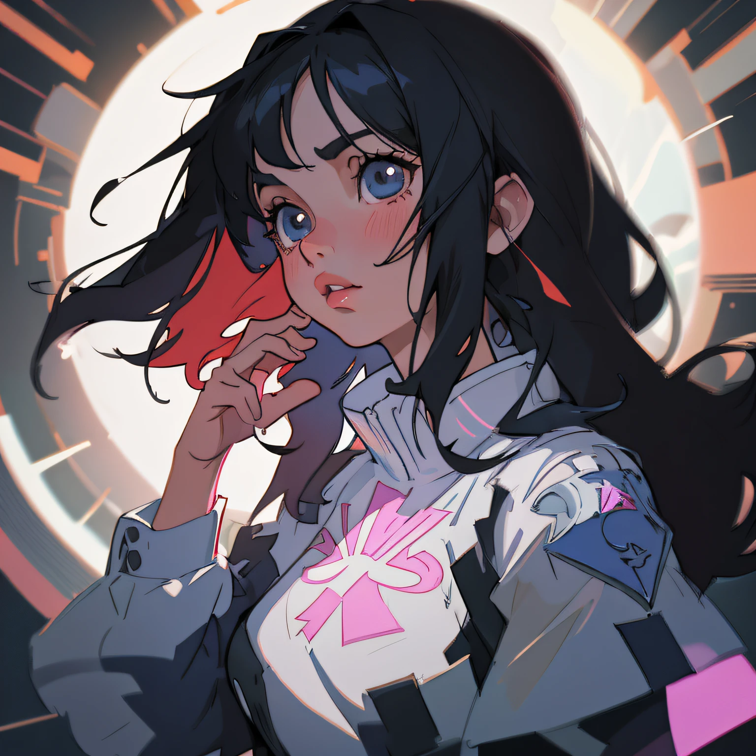 Punk girl with black hair; absurdres, (((Best quality))) master piece vector illustration; anime character in sharp focus; detailed and vibrant anime face; character design; beautiful and vibrant digital art, hyperdetailed; overexaggerated features; Dynamic Lighting; Volumetric Lighting in 8k, Ultra Sharp Focus; intricate Artwork Masterpiece