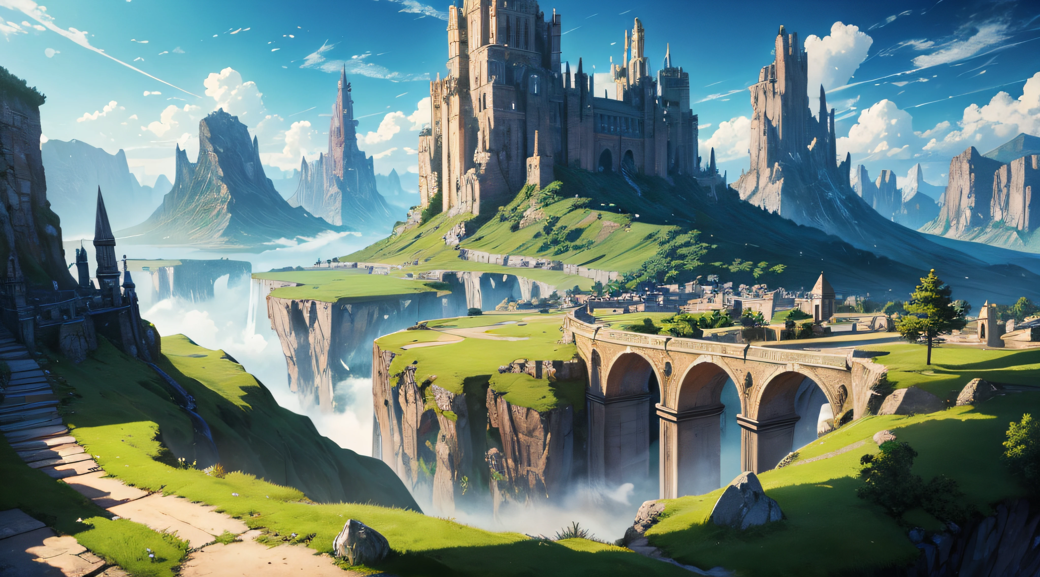 masterpiece, highest quality, highly detailed, wallpaper, fantasy world, sky,land