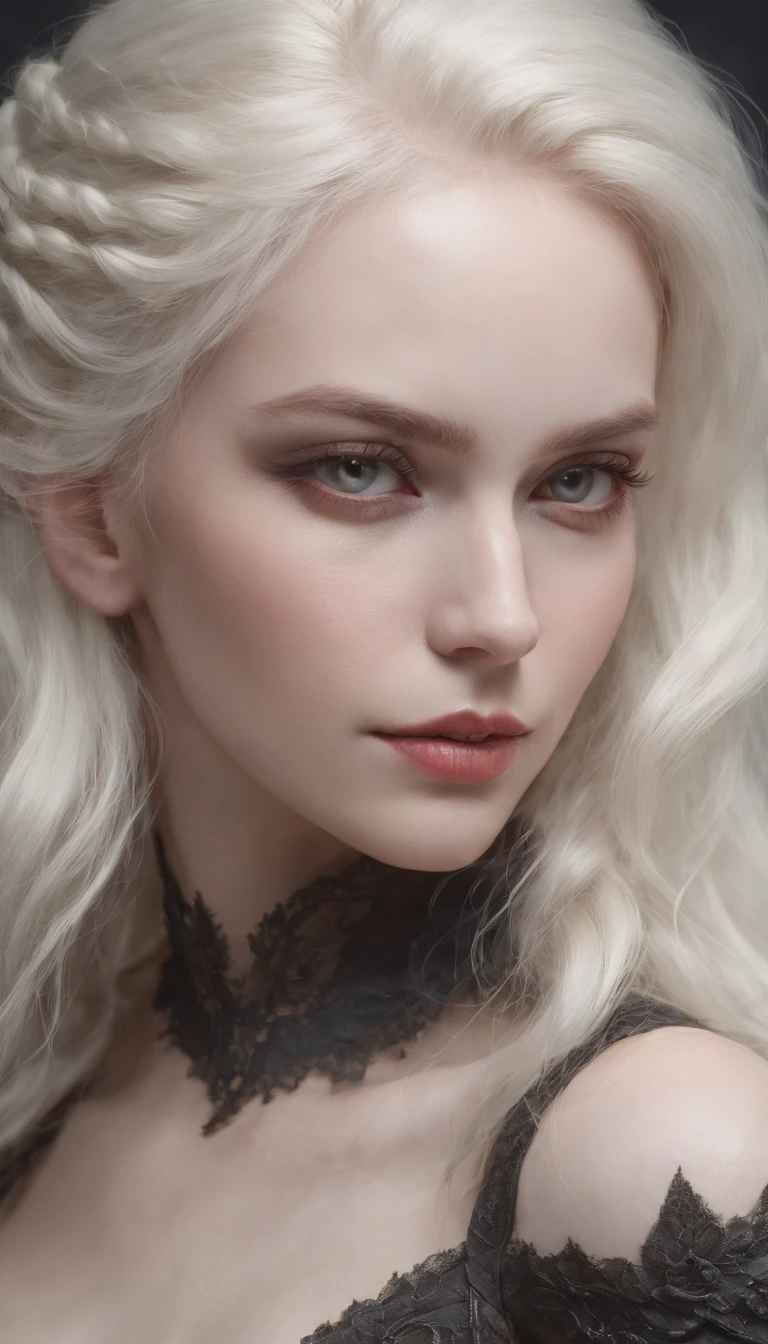 Rasil Style, Furry , Albino women, The upper part of the body、Perfect face with soft skin and nice perfect face, concept art portrait by greg rutkowski, ArtGerm, hyperdetailed intricately detailed gothic art trending on artstation triadic colors, Fantastical, intricate detailes, Splash Screen, Complementary color scheme, Fantasy concept art, 8K resolution, gothic deviantart masterpiece, Oil Painting, heavy strokes, No nudity