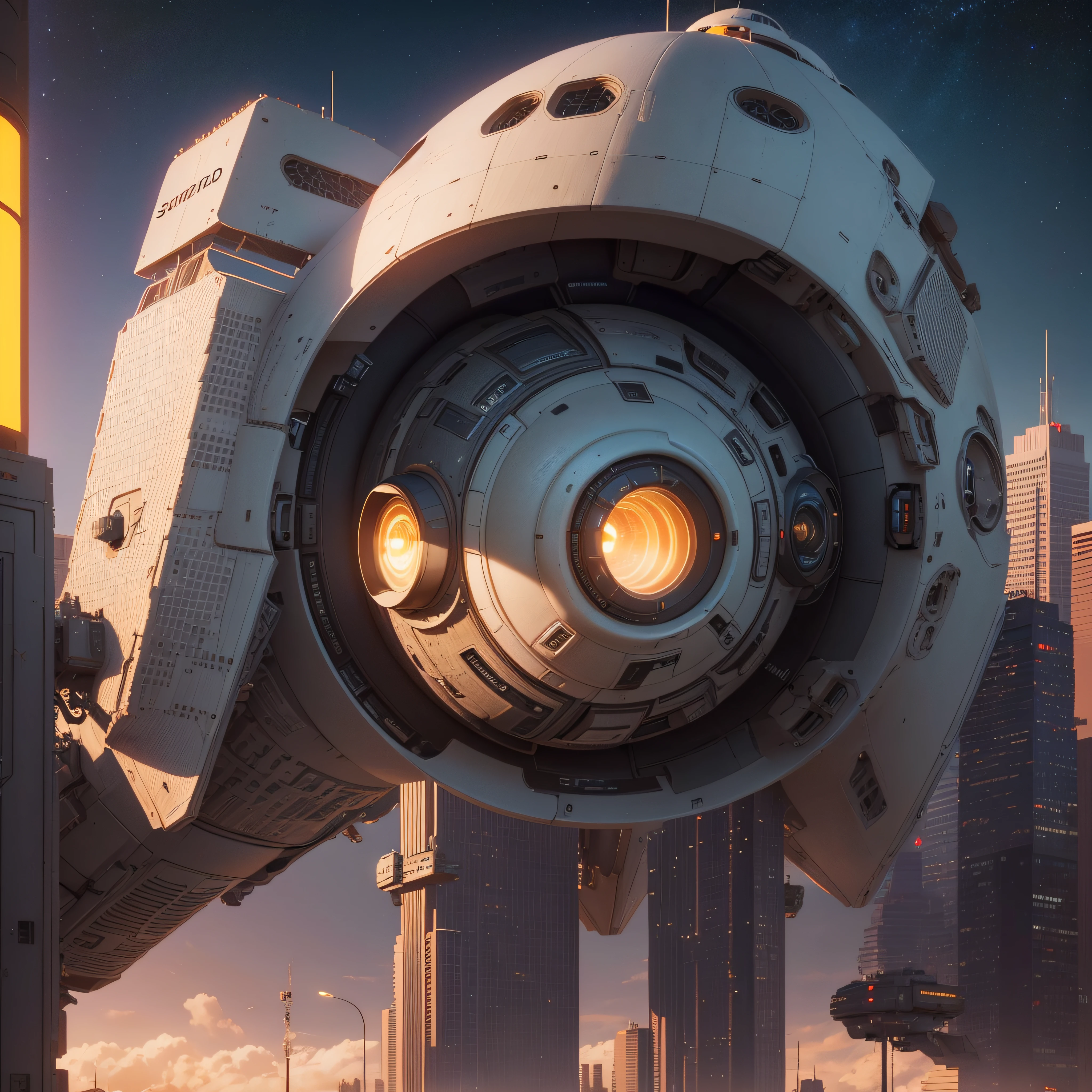 A space ship landing in San Francisco California Large UFO aliens coming out ready for contact of the first type, 3 d render character art 8 k, octane trending on cgsociety, cyberpunk art ultrarealistic 8k, octane cgsociety, made in unreal engine 5, (best quality,ultra - detailed, Illustration,Best shadow,masterpiece,A high resolution,professional artwork,famous artwork