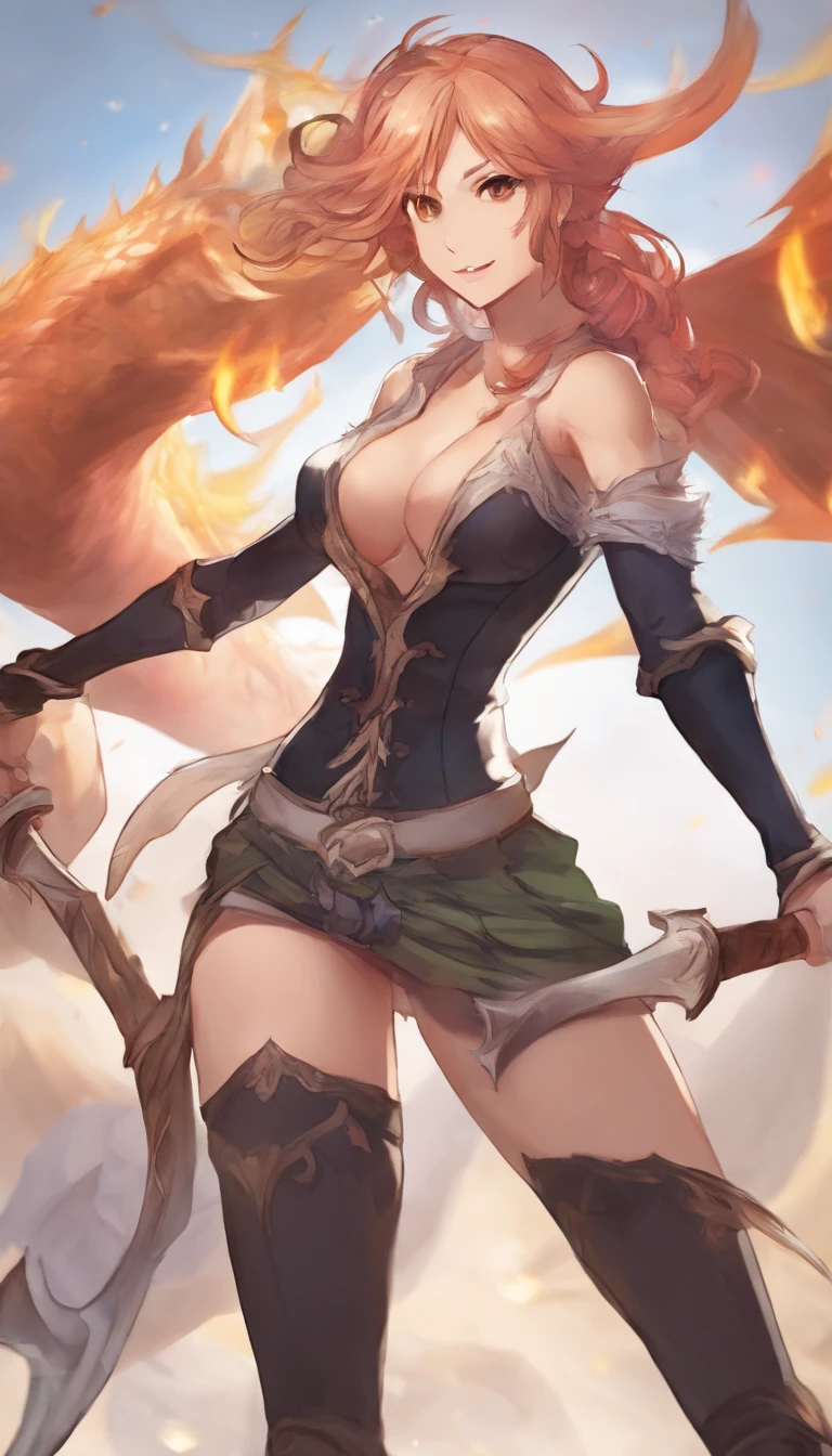 Tall and mighty muscular woman，Extra-long hair with flame effect dragged on the ground，Delicate and perfect face，Huge body，Broad muscular shoulders，huge boob，Pronounced abs，Particularly huge buttocks，Rough leg muscles，Two-meter-long legs，Exaggerated body proportions，Cool combat shoes，The rump has nine very long dragon tails，Clothes are not covered，full body shot shot，Light particles，Ultra clear 4K