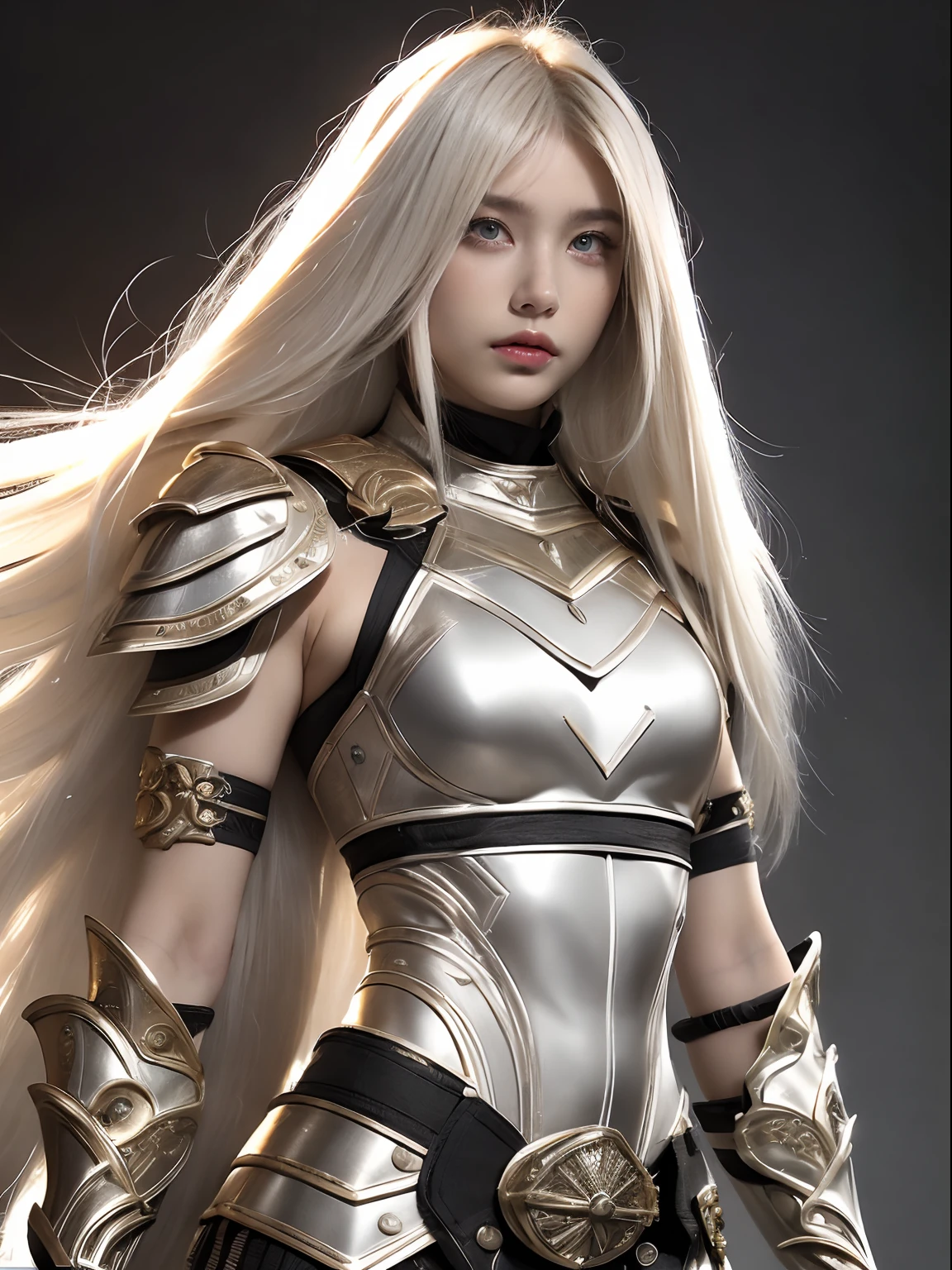 (((of the highest quality: 1.4))),(Unprecedented masterpiece), (hyper HD),(ultra realistic 8k cg), (((Adult body))), (((1girl in))), ((( Bob Longhair ))), A gladiator with a perfect body,,Beautiful and Well-groomed face,Muscular body:1.4,Detailed cuirass, mitts、It stands, (Image from head to thigh),(( Platinum blonde Bob longhair cat )),, Simon Beasley's urban savage style,Detailed ancient Roman background,Clean abs, Complex equipment, brown，White stars and gray and white stripes,,,s Armor, Poison tattoos，(The armor is covered with beautiful ornaments)，