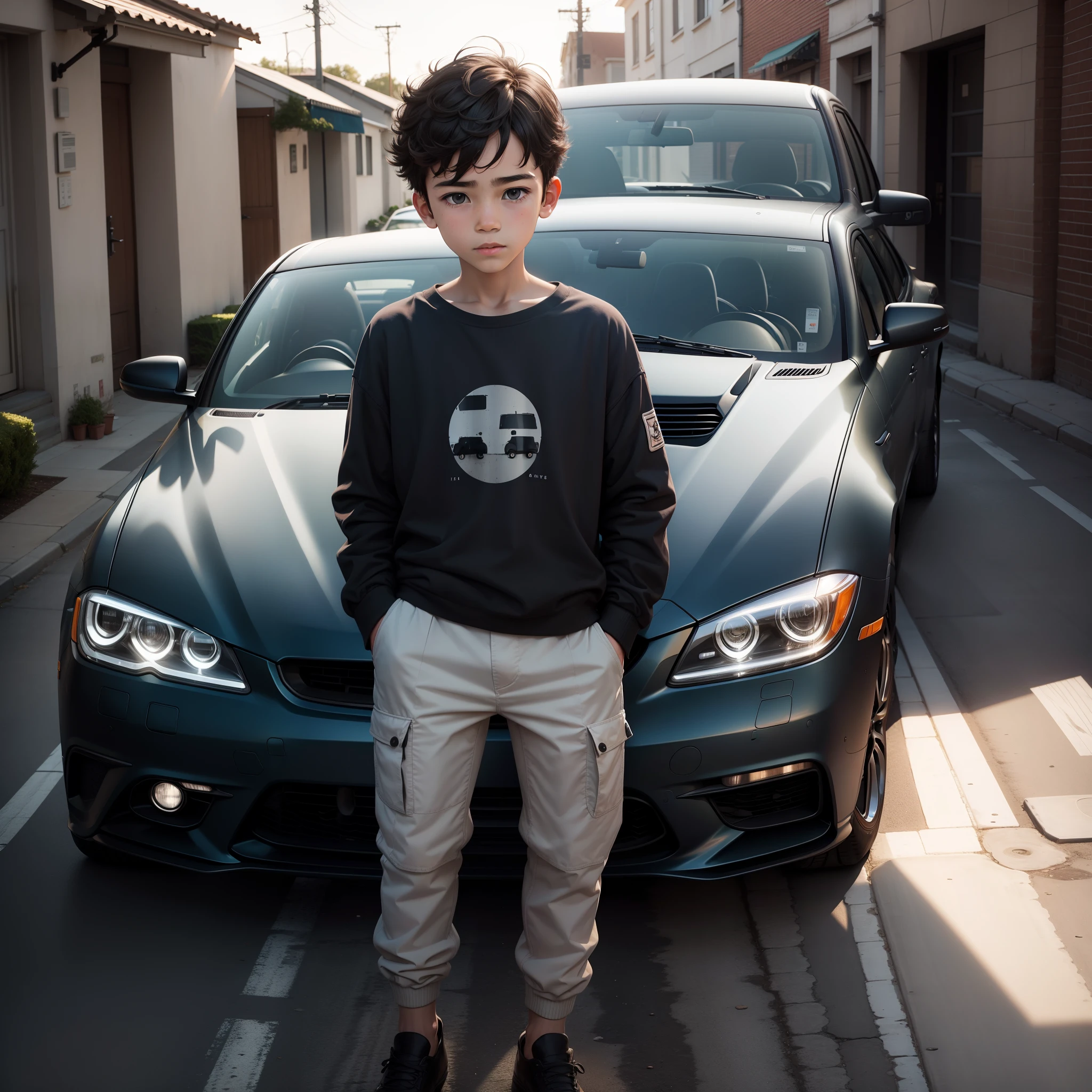 A boy with car