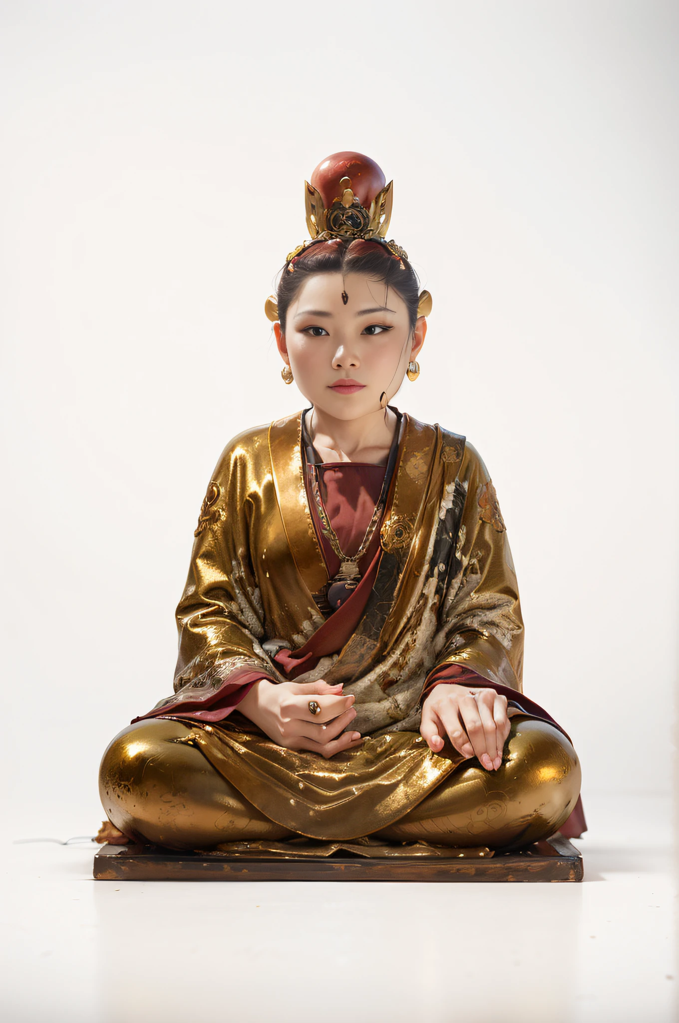 (Vietnamese immortals), (Buddhism), Multiply Hands,(mythological stories), (bodhisattva), She sits on a lotus, (Three hands on the left,Three hands on the right, Each hand holds a different Buddhist vessel, left right symmetry),(Delicate and beautiful face), sitting on a lotus flower, Frontal photo,Light smile, neo-classical, Cinematic lighting, god light, Ray tracing, character sheets, projected inset, first person perspective, Masterpiece, ccurate, Textured skin, Super detail, High details, High quality, Award-Awarded, Best quality, A high resolution, 8K