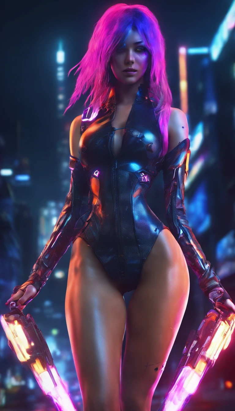 Incredibly strong muscular woman, Fire effect super long hair dragged on the ground, Exquisite and perfect facial features, Huge size, Broad muscular shoulders, huge boob, Protruding abdominal muscles, Especially the huge buttocks, Super thick muscle legs, Two-meter-long legs, Wide crotch,Exaggerated body proportions, Cool combat boots, The rump has nine long dragon tails, Bare skin clothing, Full body shot, Light particles, Ultra HD 4K, Ultra-detailed, Realistic:1.37, Vivid colors, Studio lighting, Physically-based rendering, Extreme detail description