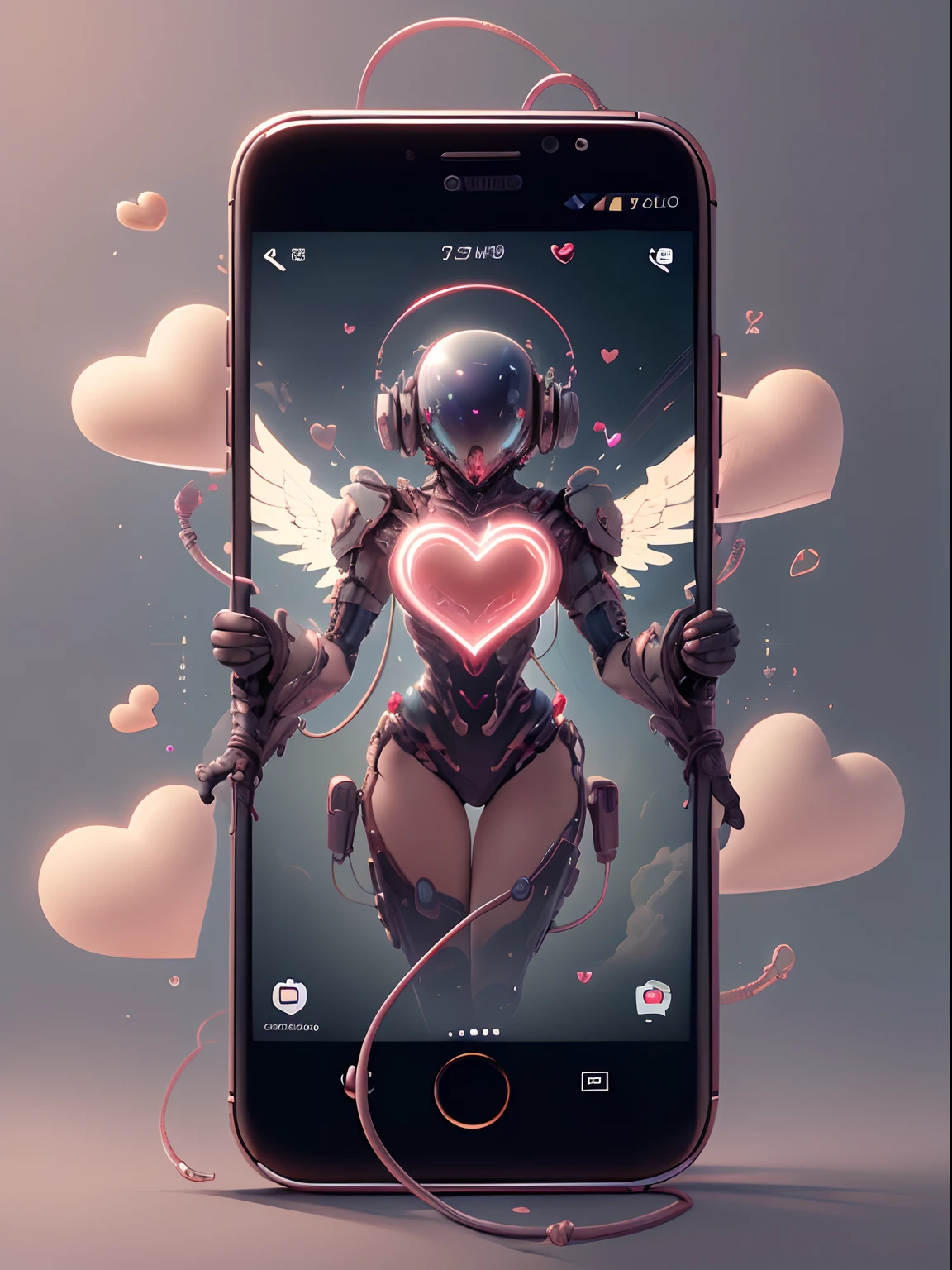 (masterpiece:1.2, best quality:1.2, high quality, highres:1.1), detailed, extremely detailed, 4K, perfect lighting, cupidtech, scifi, (smartphone:1.331)
