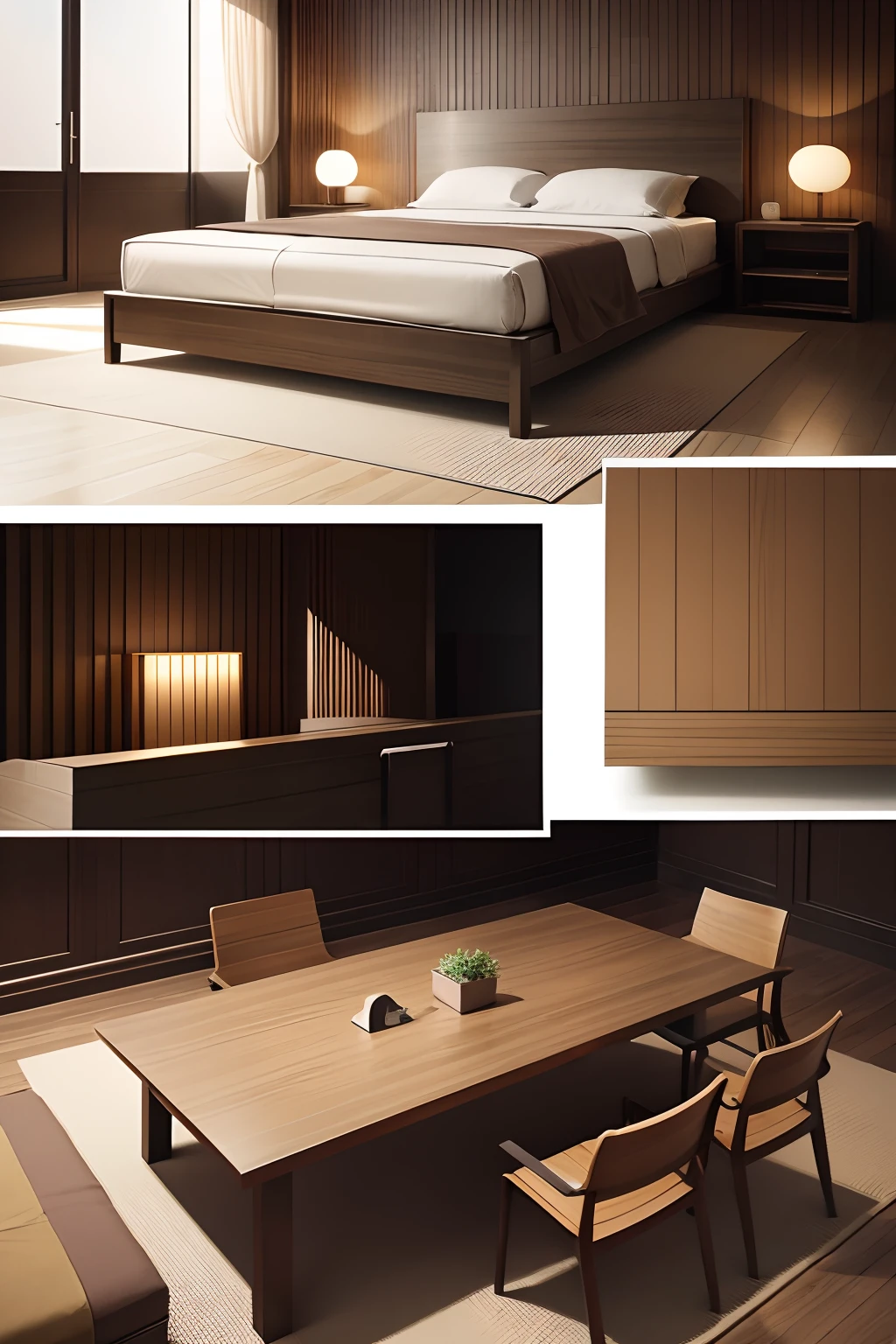 material table moodboard, color board, material board concept, interior, zen style, hotel room full