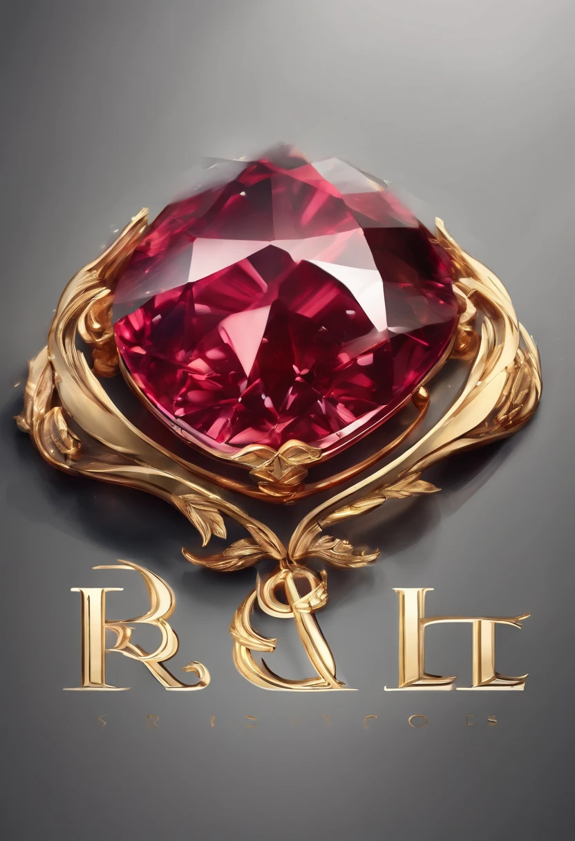 ((Best quality)), ((masterpiece)), (detailed:1.4), a gorgeous red ruby stone with golden letters "RS" engraved, logotype style