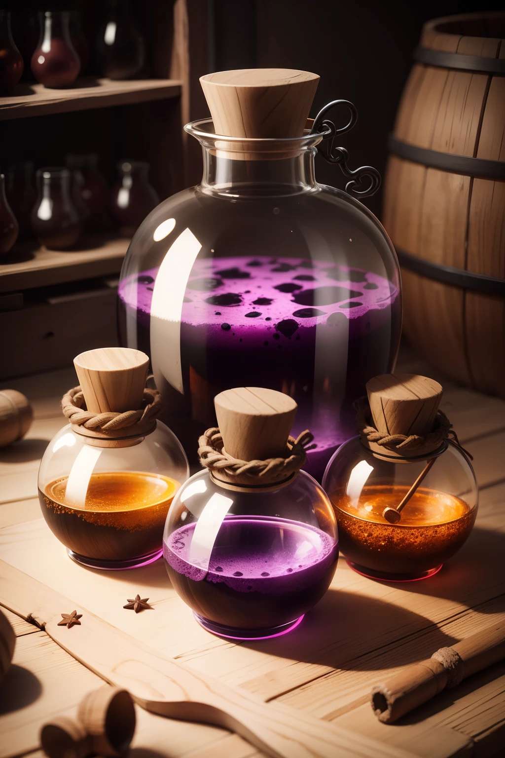 Potion bottles, round shape