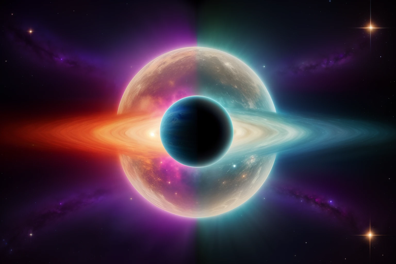 Create the cover for an album that symbolizes the universe and infinite love.