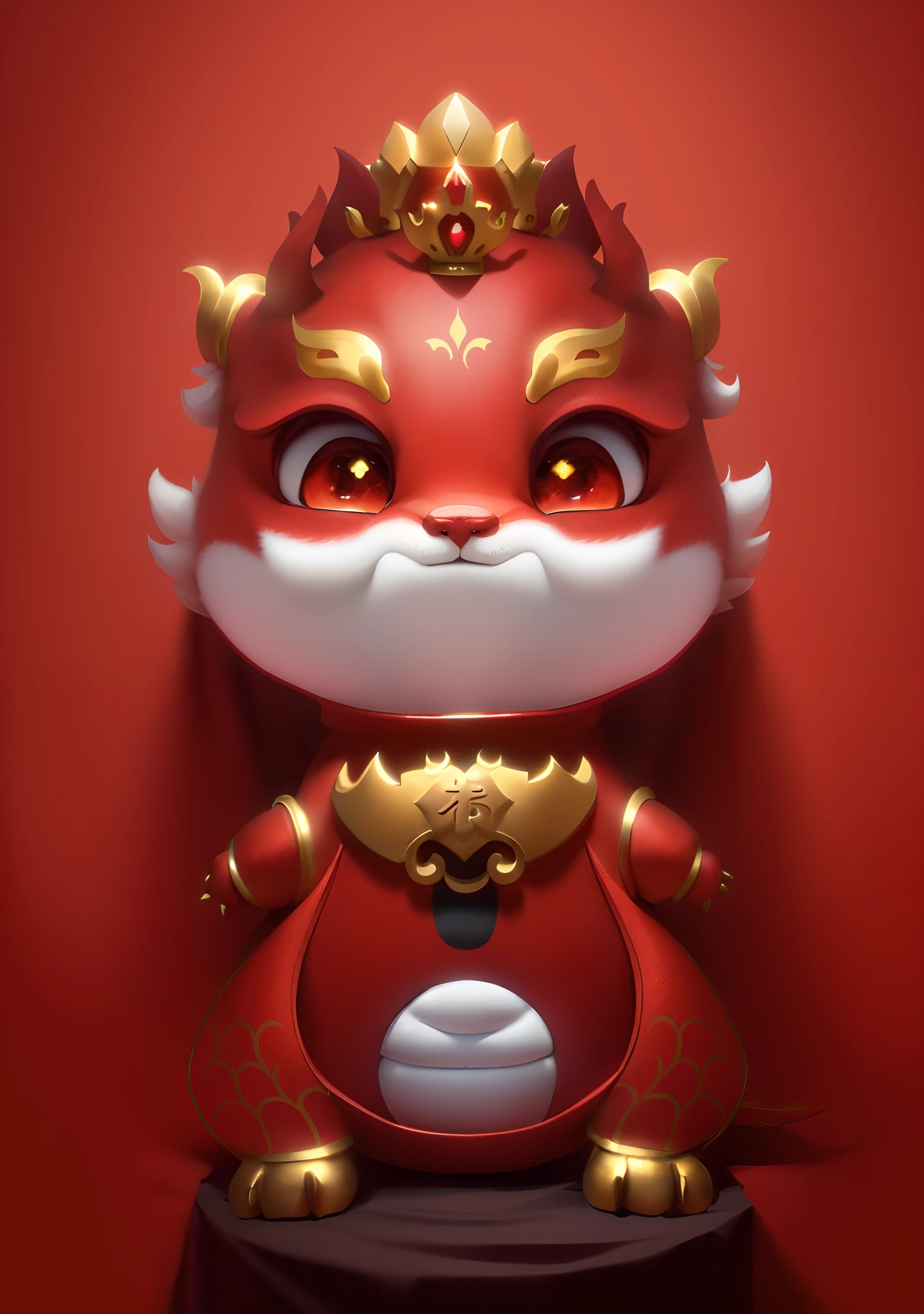 A caricature of a red dragon with a golden crown on his head, cute little dragon, as an anthropomorphic dragon, inspired by Park Hua, drak, Furry Chinese dragon, anthropomorphic dragon, dragon-shaped human, inspired by Gong Xian, inspired by Li Mei-shu, advanced digital chibi art, but as an anthropomorphic dragon,OC renderer,8K high-definition,high definition detail