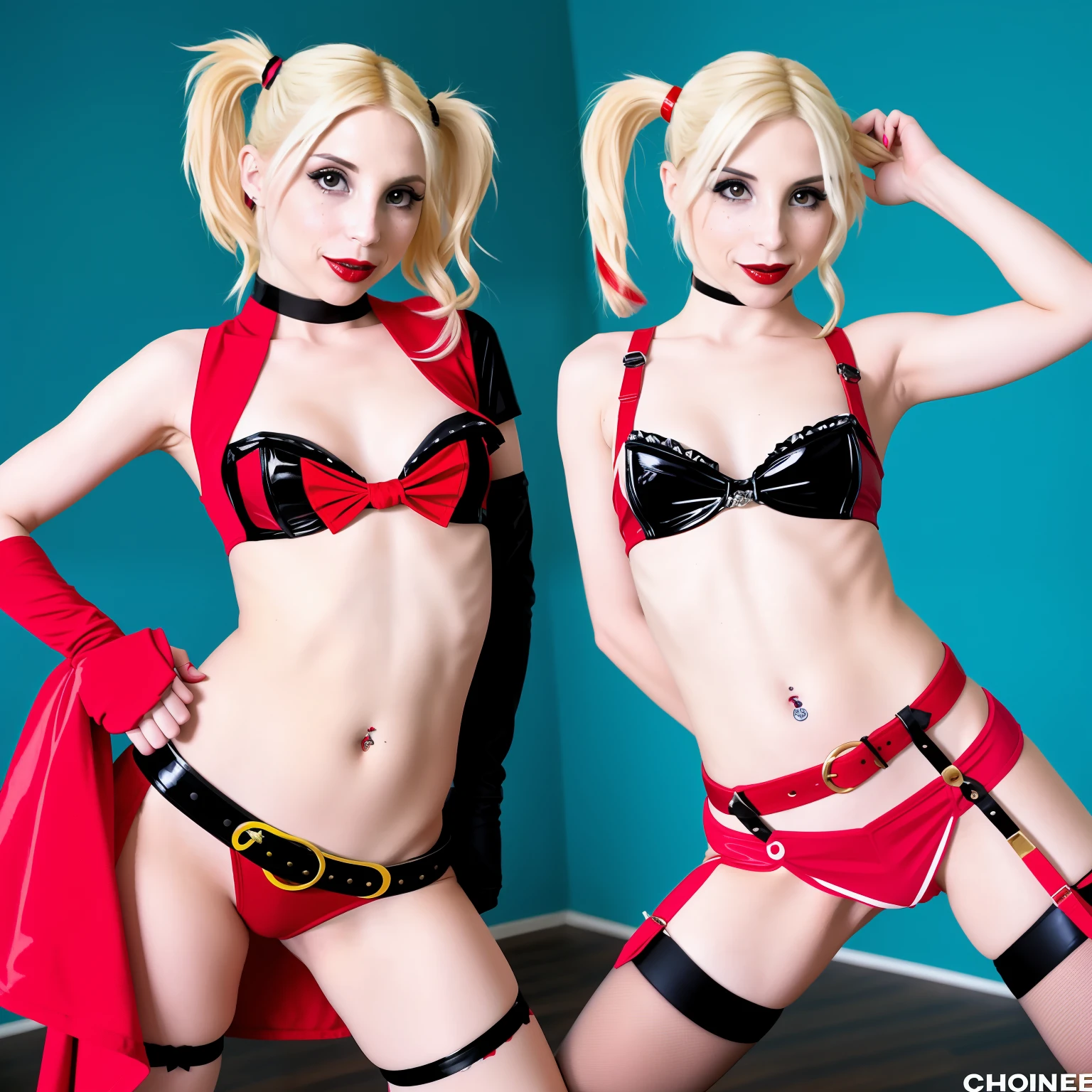 piperperri cosplaying as harley quinn