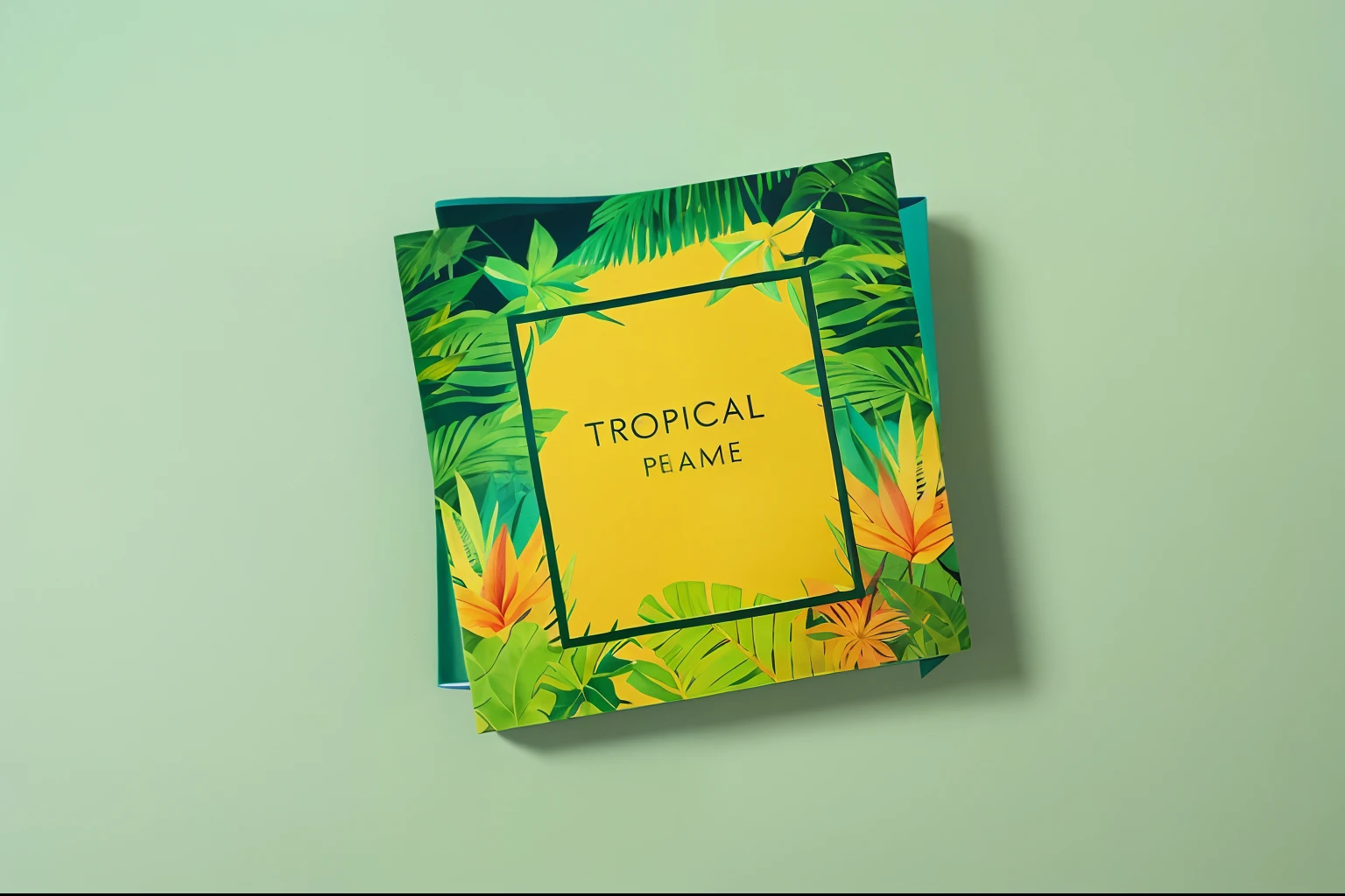 A close-up of a book with a tropical frame, tropical, tropical mood, tropical atmosphere, a plant, tropical, Tropical paradise, tropicalism, tropical style, tropical flowers, tropical jungle, Tropical plants, (tropicalism), tropical forest, Tropical undertones, Tropical atmosphere, tropical climate, inspired by Eden Box, elegant tropical prints, Tropical leaves, tropical background