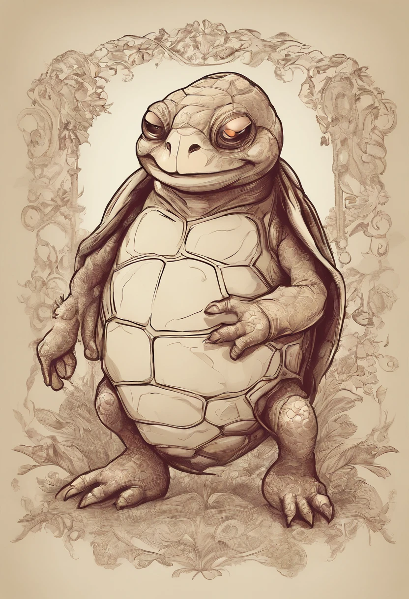 Smartphone baby,fanciful,sci-fy,fairytale-like,an anthropomorphic turtle