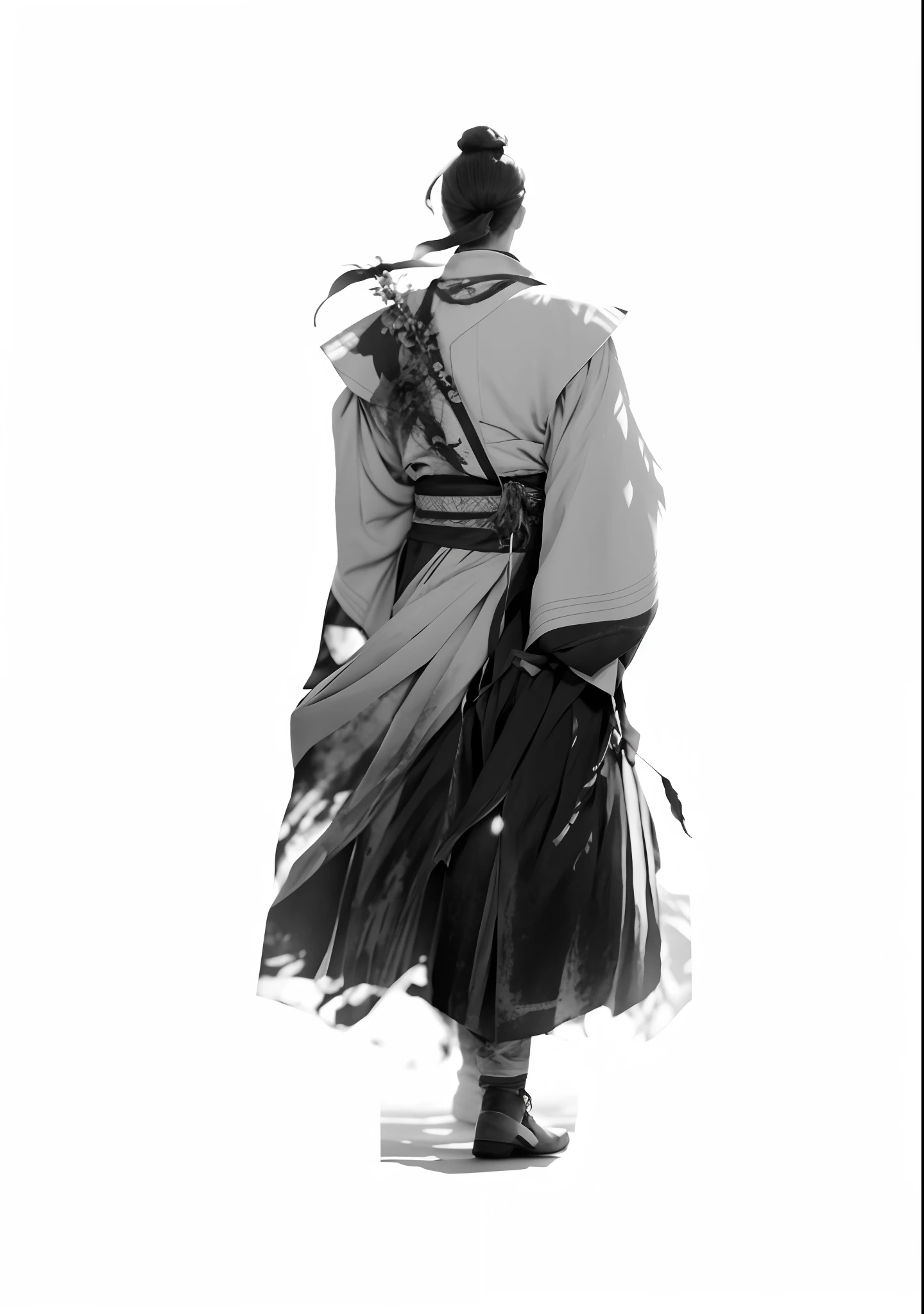 Ancient wind,behind,Back Shadow,Hanfu,Ink wind,