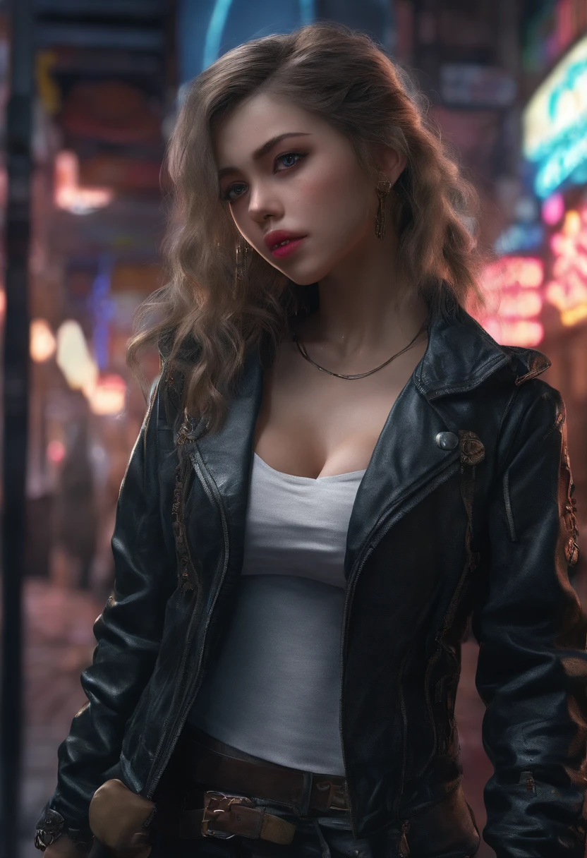 (best quality,4k,8k,highres,masterpiece:1.2),ultra-detailed,realistic:1.37,beautiful detailed eyes,beautiful detailed lips,extremely detailed eyes and face,longeyelashes,cyberpunk,erotic art,Chinese lingerie,black stockings,high heels,tattooed,perfect and graceful figure,standing on the street,cinematic CG,unbelievable details,hyperrealistic art,neon lights,dark alley,confidence,vibrant colors,hints of mystery,subtle shadows,glowing city lights