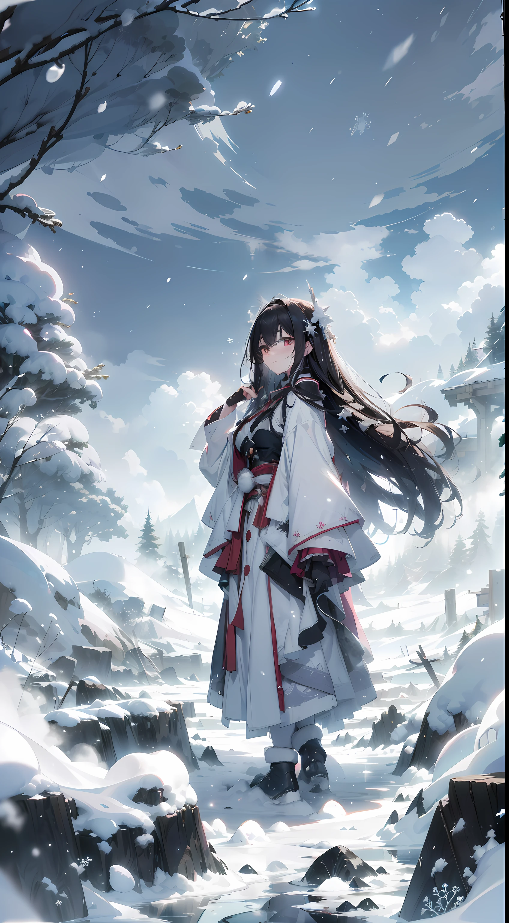 Masterpieces, (Illusion: 1.5), The Ghost of a Beauty, The Dead, (((Cloudy Day)), ((Snow Day)), ((Death Dress)), (Kyoko), (Forehead Eboshi), (Forehead Eboshi), (Dream: 1.5), (Snowy Forest), (Dream: 1.5), Scary Dream, ((Dense Fog: 1.8)), ((Dry Ice)), (Foggy: 1.5), (Snowstorm: 1.5), In the Deep Forest, (Falling Snow: 1.5), Beautiful and Beautiful, (((Sea of Clouds)), (Above the Clouds)), Night, (Pitch Black Darkness), (Reflected Light of Snow), Long Black Hair, Hair Luster, Snowflake, Snowflake Hair Ornament, Snow Mountain, Full Body, Black Hair Flying in the Wind, ((Cloudy)))), Jet Black, (White Sigh: 1.5), Feet, (Hidden by Snow Smoke: 1.5), (Snow Smoke), (Sigh: 1.5), (Anger), (Sad), (Melancholy), (Pale Flame), (Foxfire), Wallpaper, Photorealistic, 4K, Real